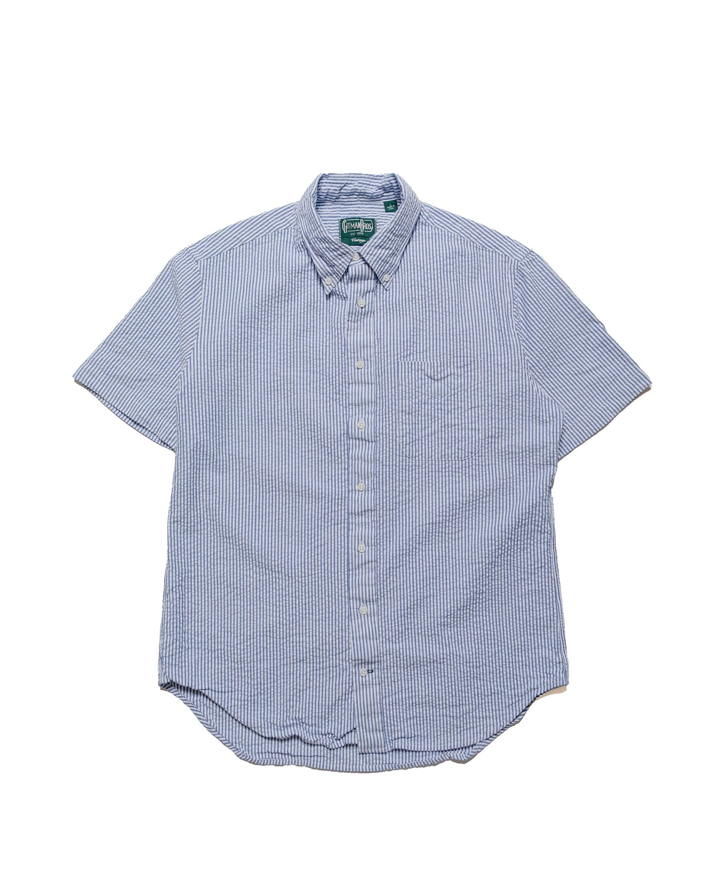 lost & found Gitman Vintage Bros. Gitman Vintage Bros. Blue Stripe Seersucker Short Sleeve Shirt