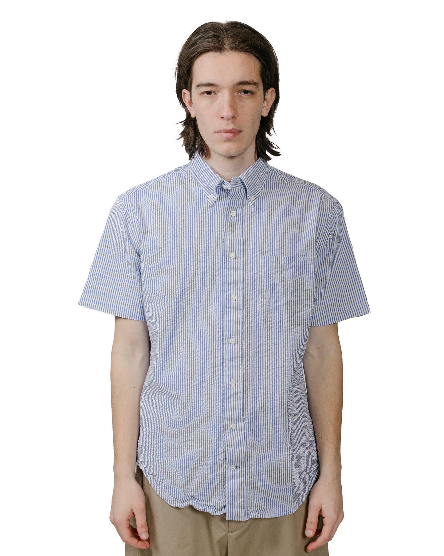 lost & found Gitman Vintage Bros. Gitman Vintage Bros. Blue Stripe Seersucker Short Sleeve Shirt