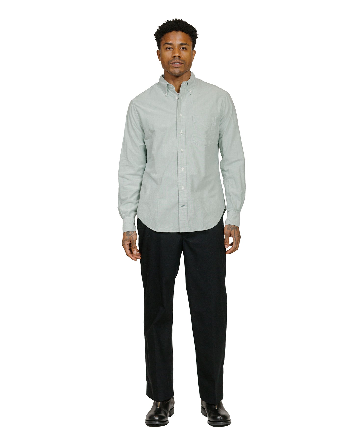 Gitman Vintage Bros. Green Brushed Fall Oxford model full