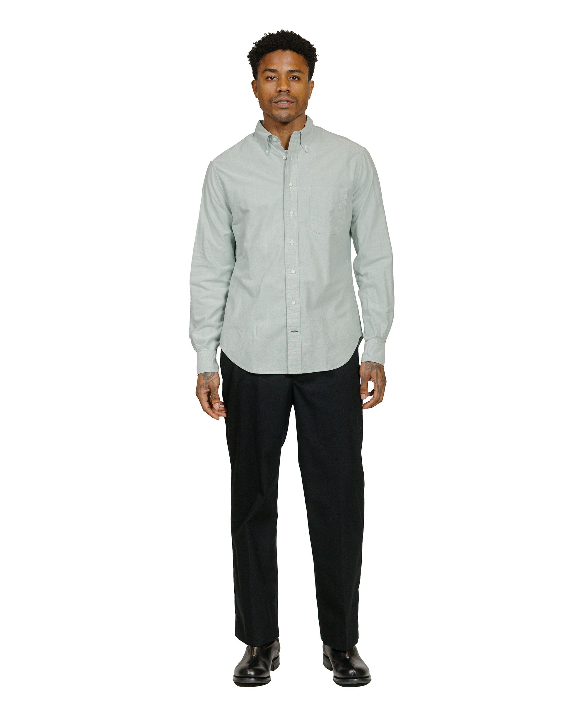 Gitman Vintage Bros. Green Brushed Fall Oxford model full