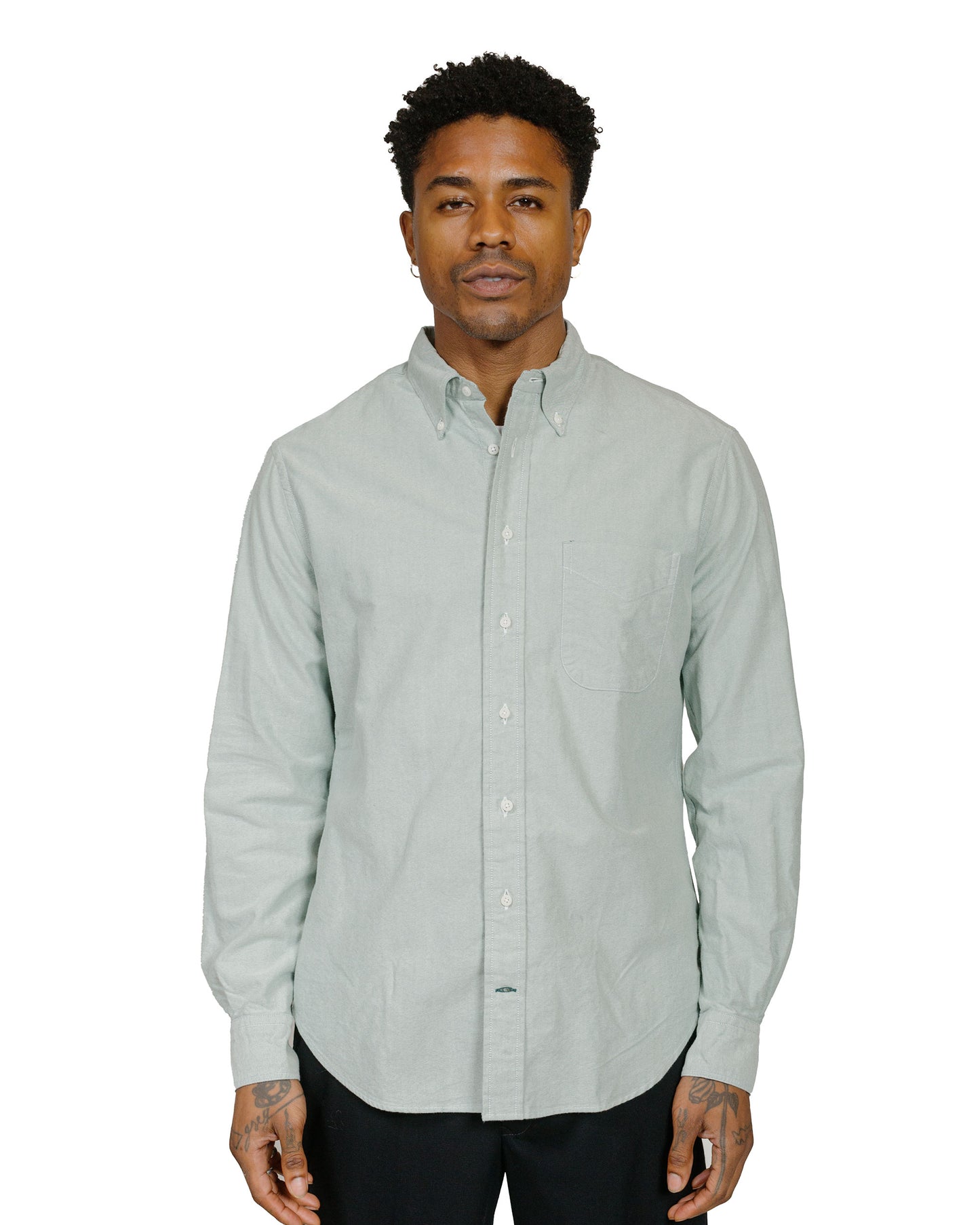 Gitman Vintage Bros. Green Brushed Fall Oxford model front