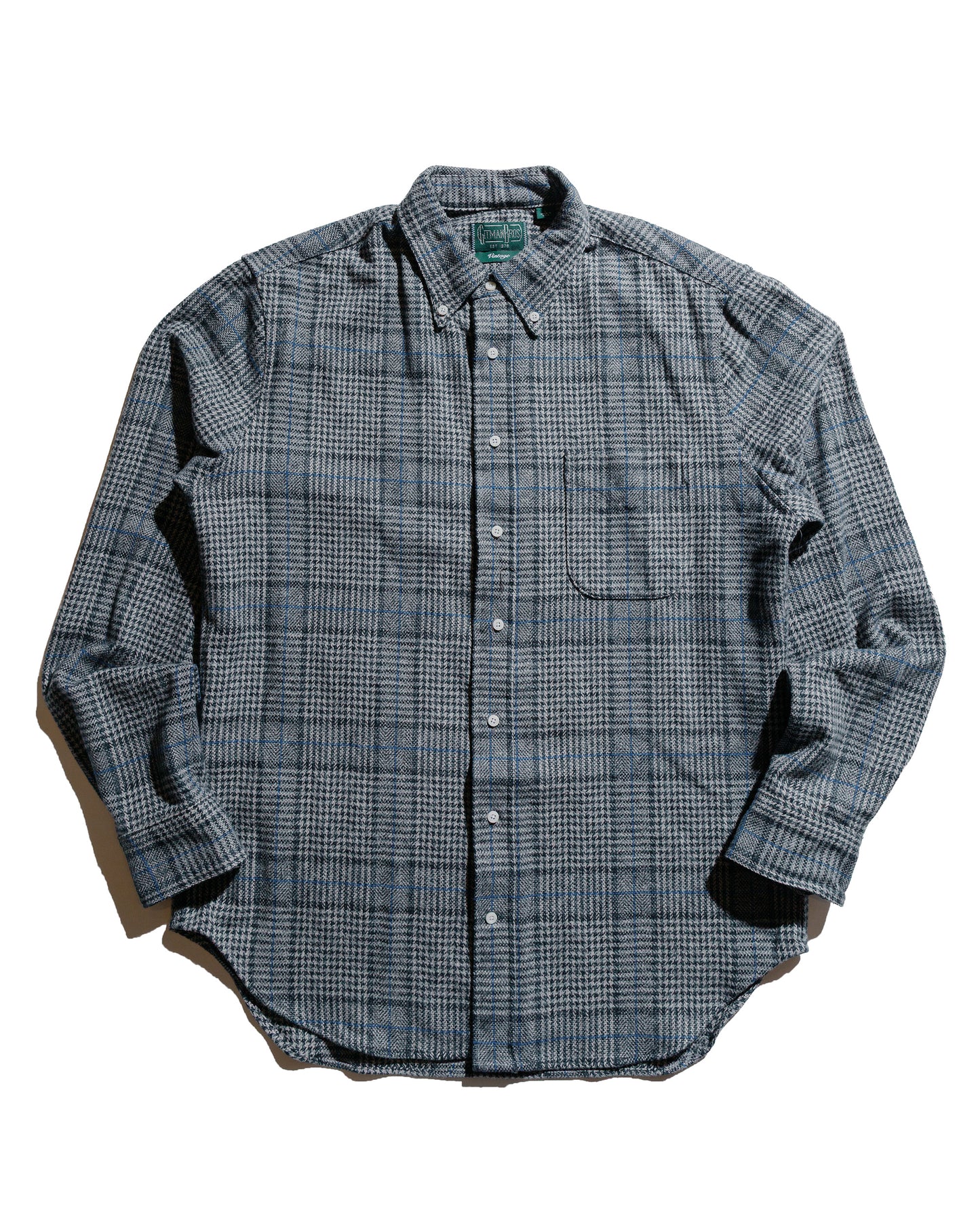 Gitman Vintage Bros. Grey Cotton Tweed Check Shirt