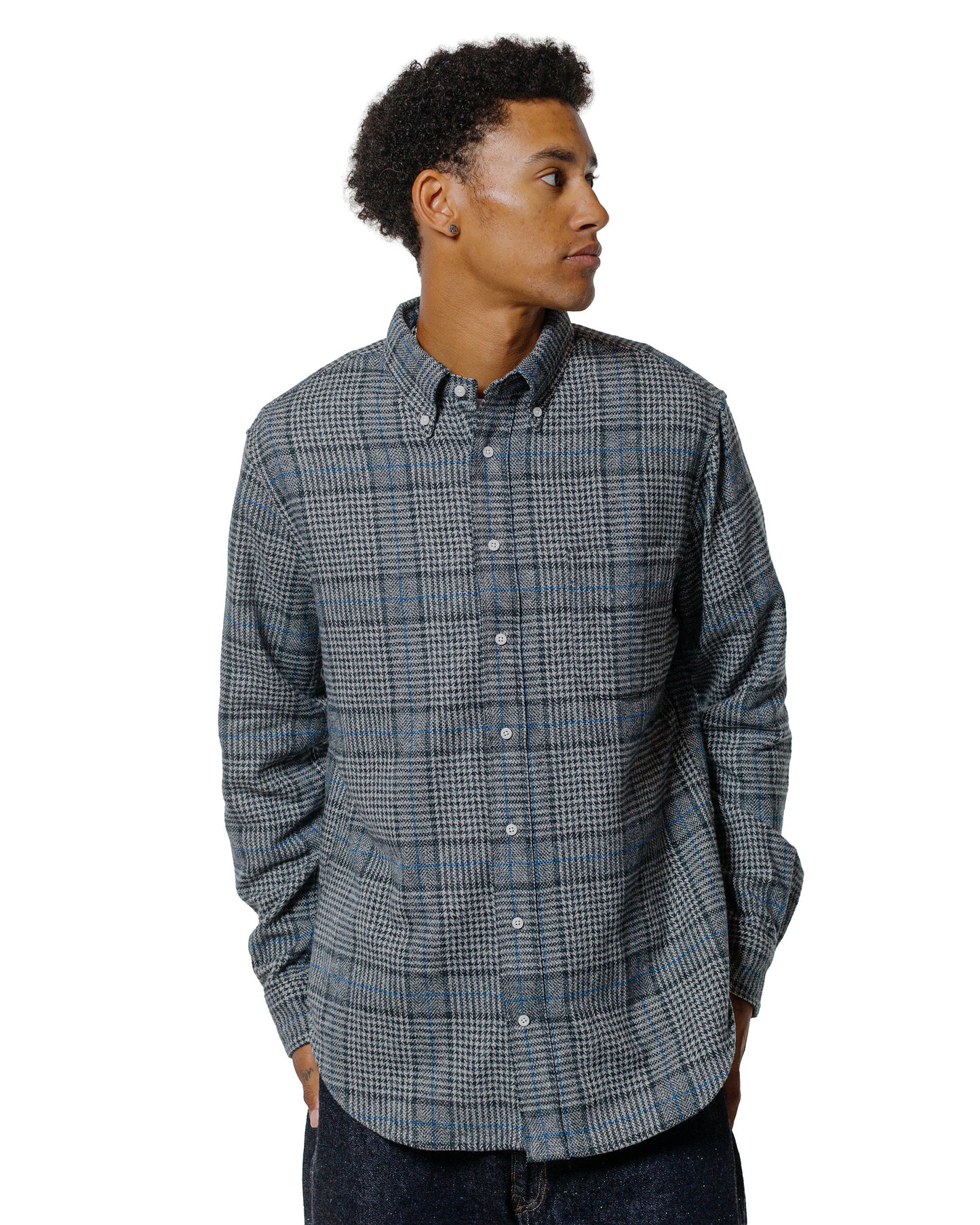 Gitman Vintage Bros. Grey Cotton Tweed Check Shirt