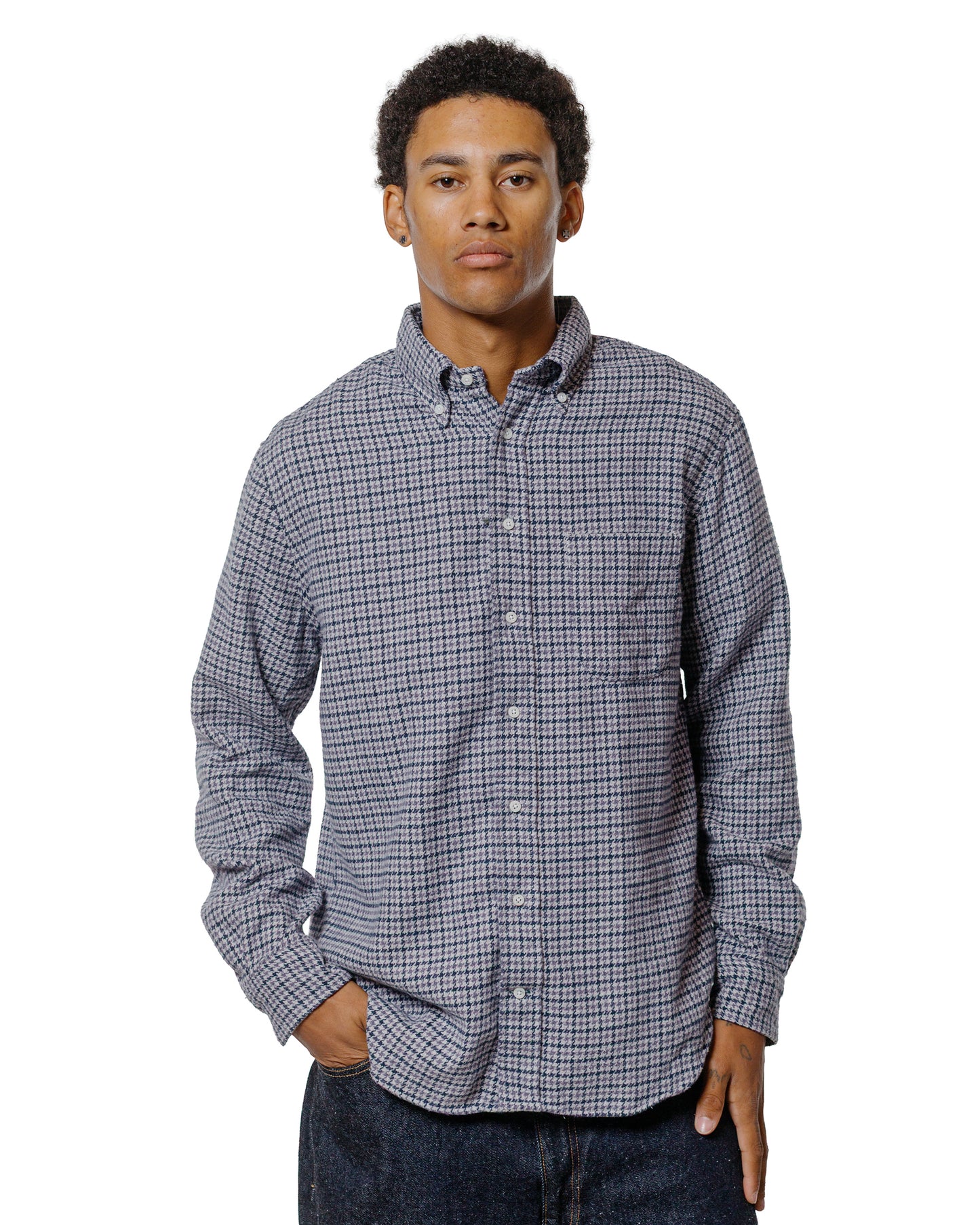 Gitman Vintage Bros. Grey Houndstooth Check Shirt