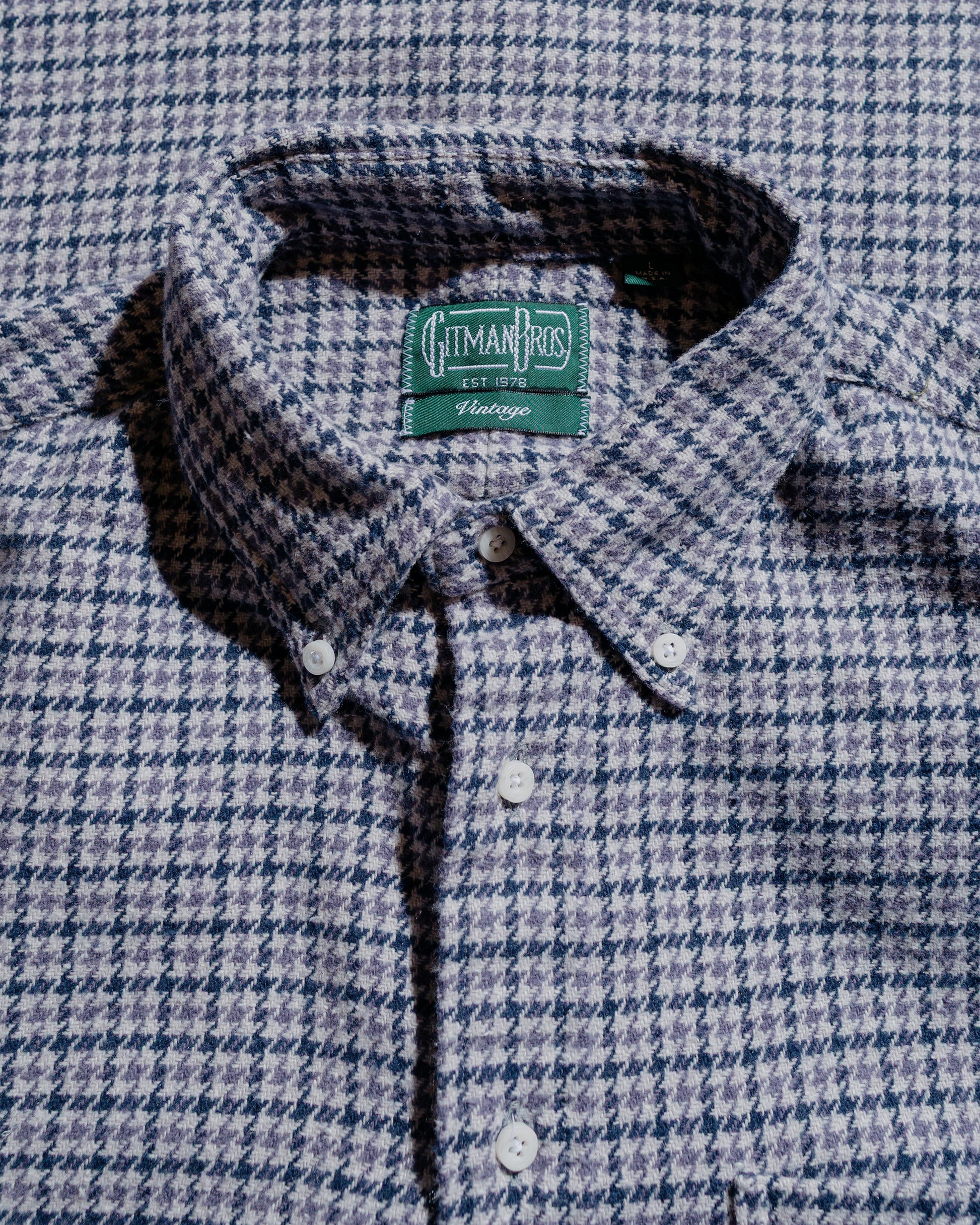 Gitman Vintage Bros. Grey Houndstooth Check Shirt