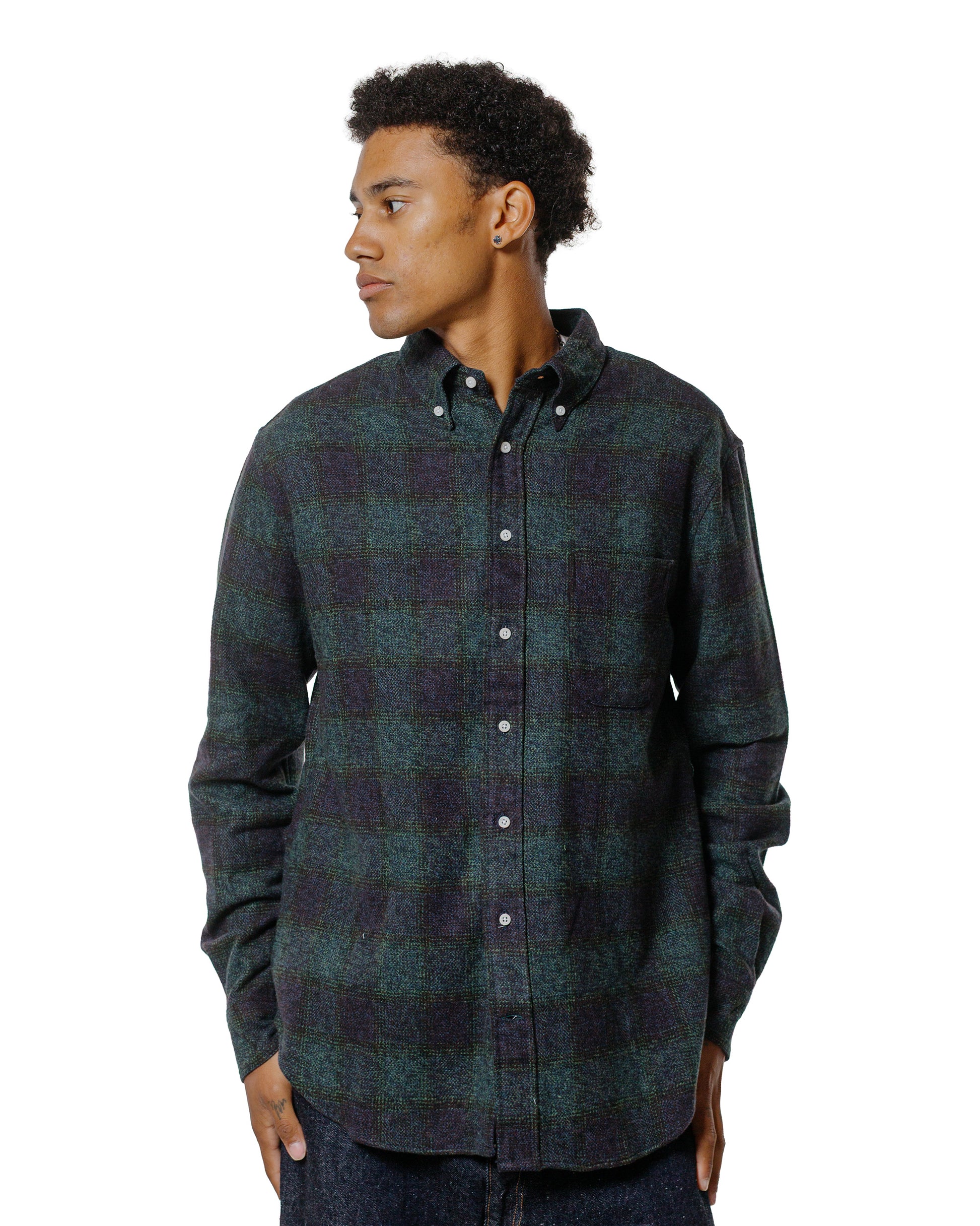 Gitman Vintage Bros. Navy Cotton Tweed Check Shirt