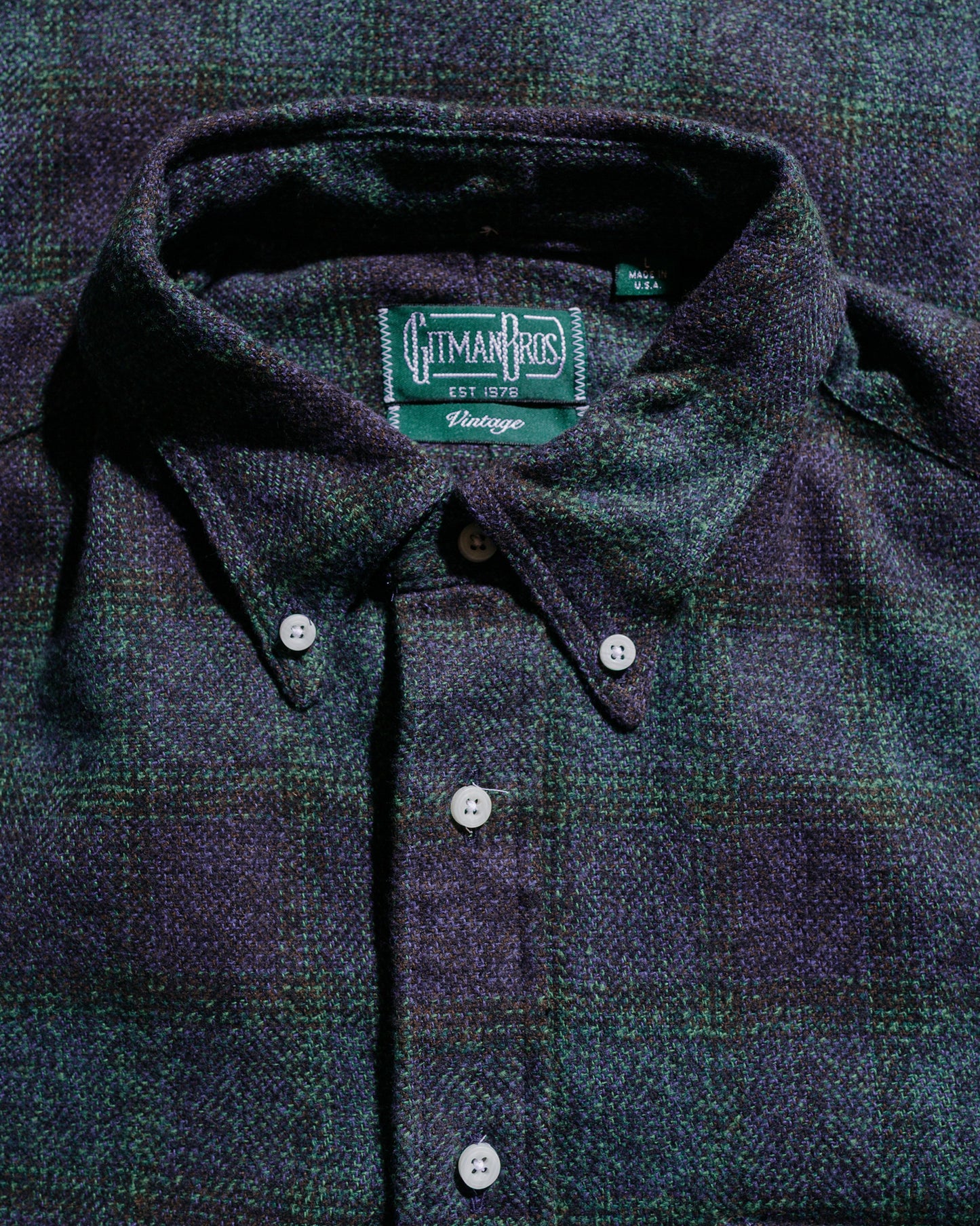 Gitman Vintage Bros. Navy Cotton Tweed Check Shirt