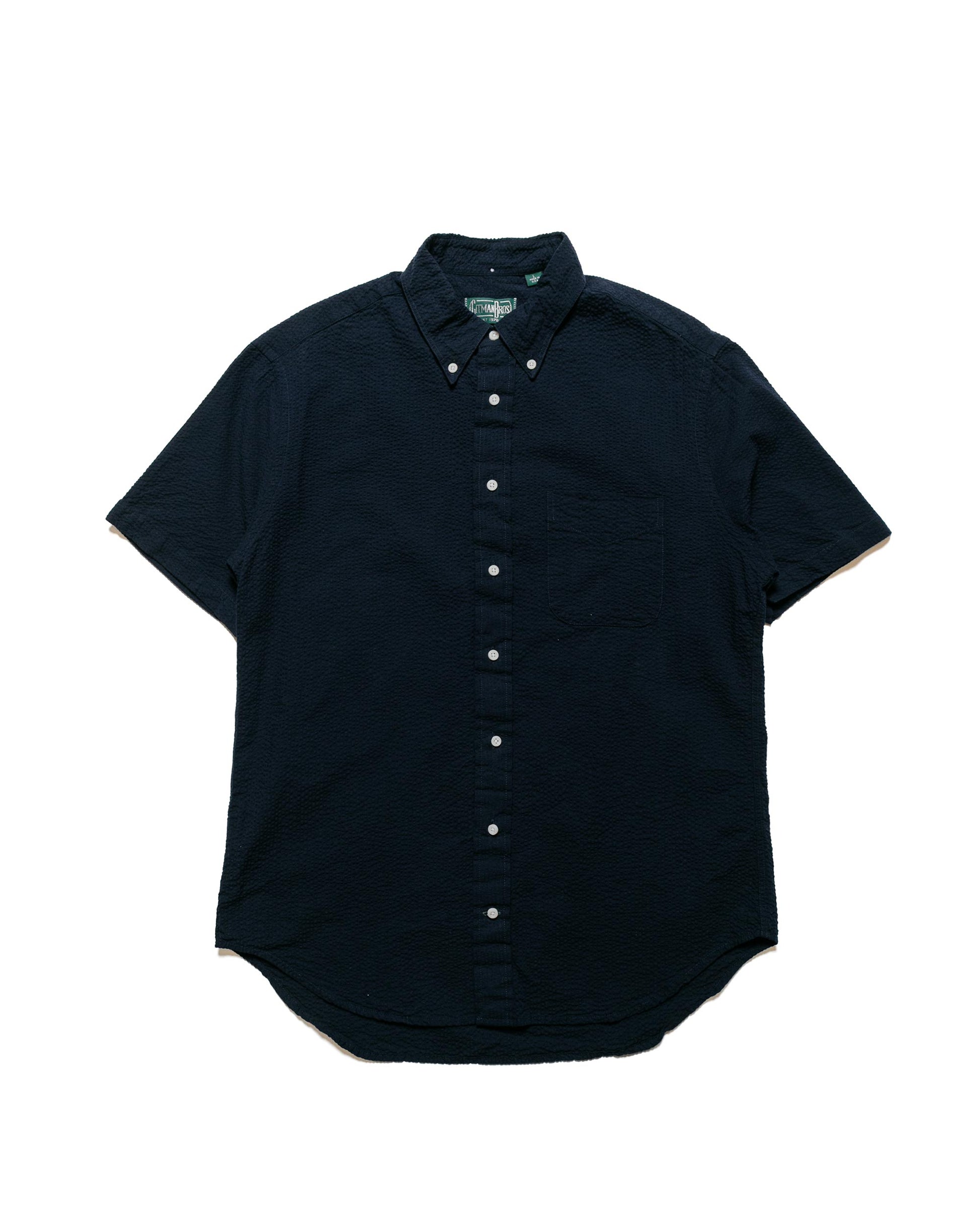 lost & found Gitman Vintage Bros. Gitman Vintage Bros. Navy Overdye Seersucker Short Sleeve Shirt