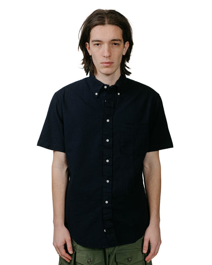 lost & found Gitman Vintage Bros. Gitman Vintage Bros. Navy Overdye Seersucker Short Sleeve Shirt