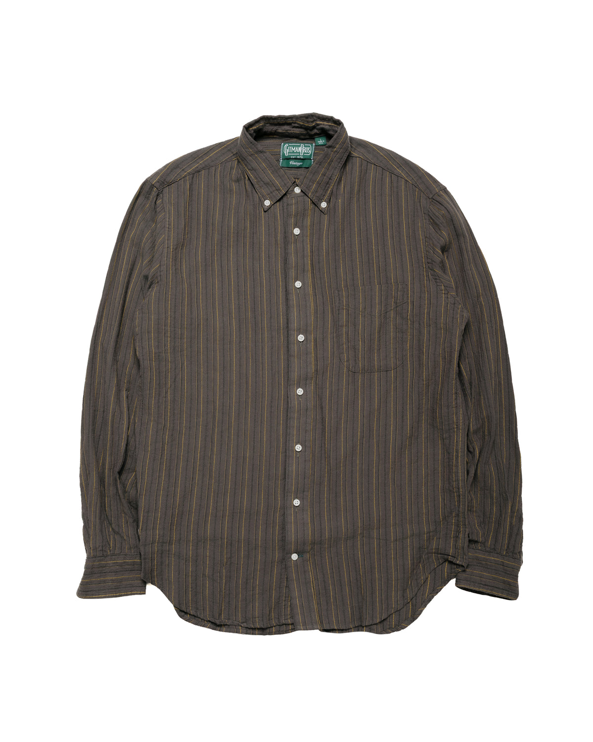 Gitman Vintage Bros. Olive Brushed Dobby Stripe Shirt