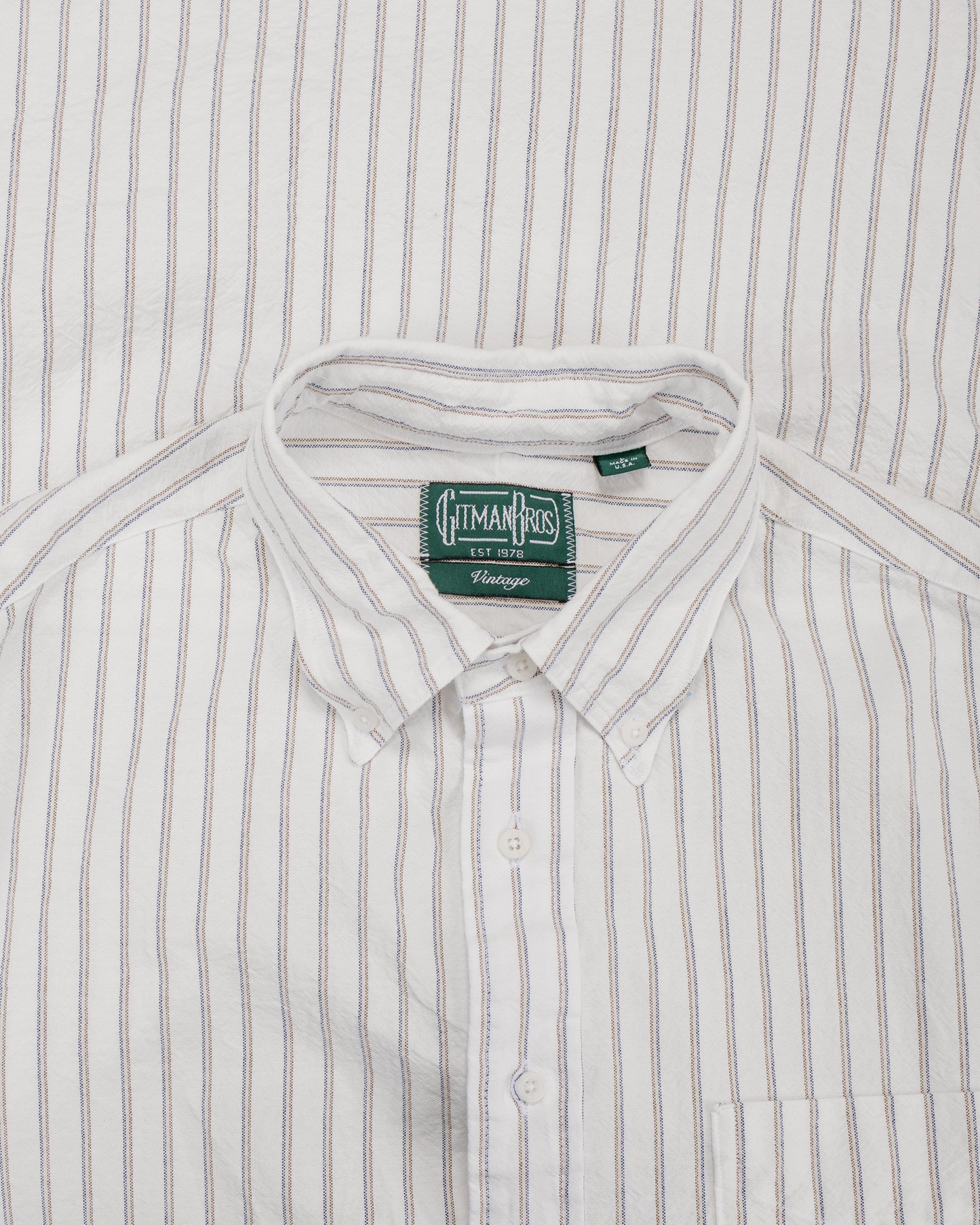 lost & found Gitman Vintage Bros. Gitman Vintage Bros. White Japanese Striped Oxford