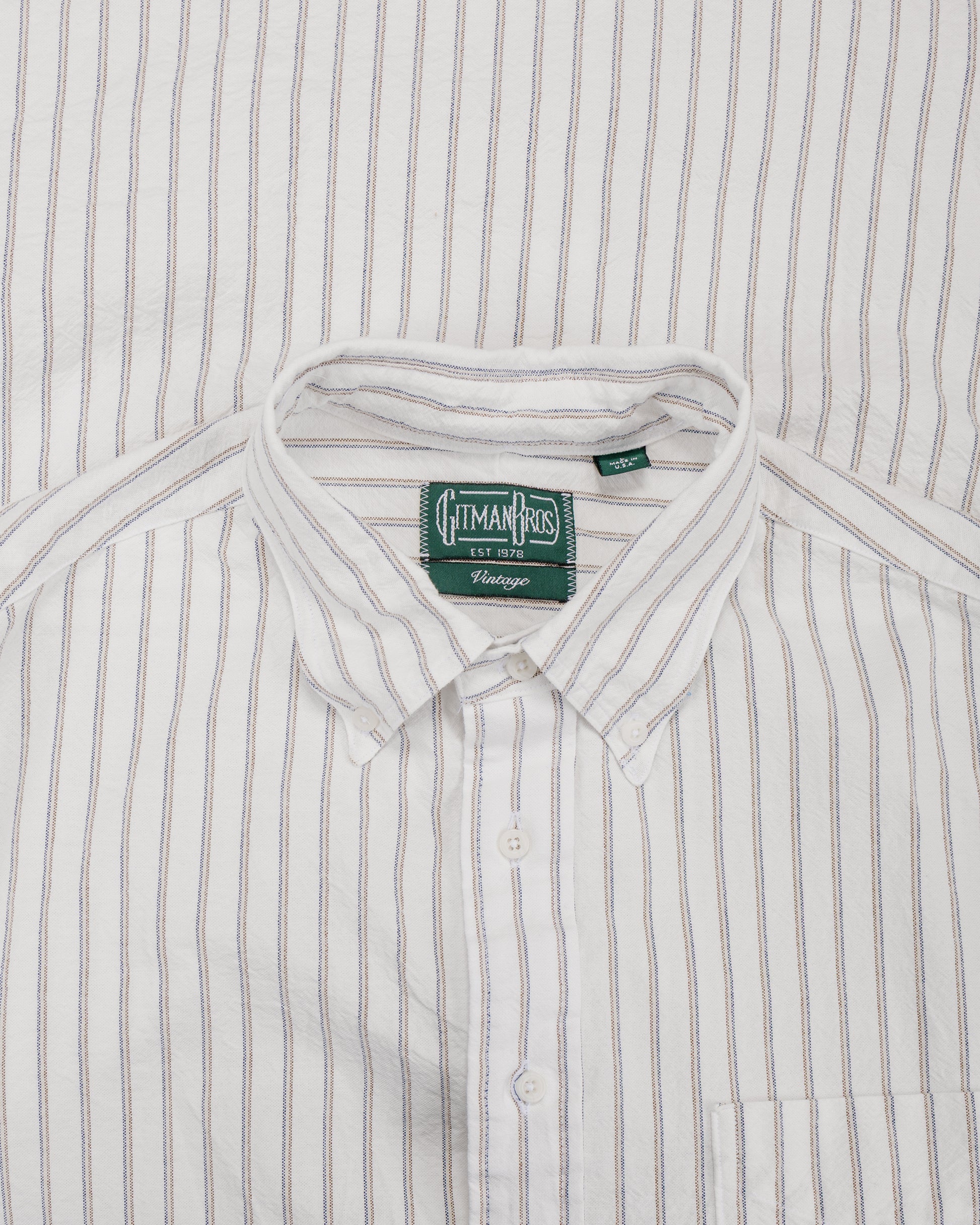 lost & found Gitman Vintage Bros. Gitman Vintage Bros. White Japanese Striped Oxford