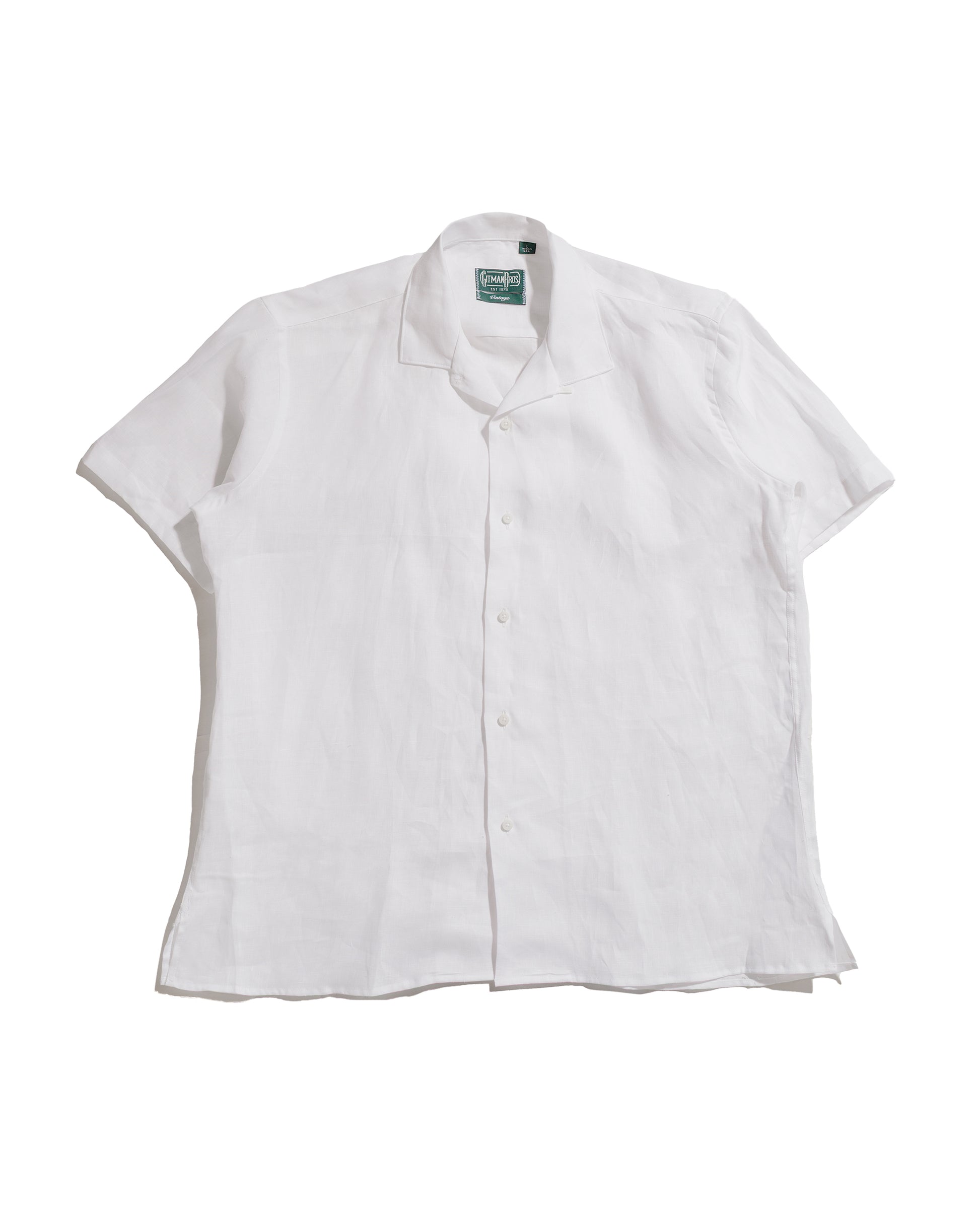 lost & found Gitman Vintage Bros. Gitman Vintage Bros. White Linen Short Sleeve Camp Shirt