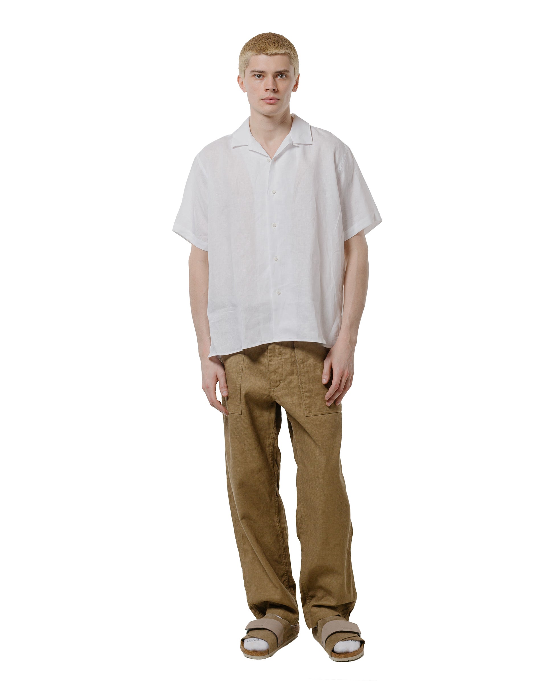 lost & found Gitman Vintage Bros. Gitman Vintage Bros. White Linen Short Sleeve Camp Shirt