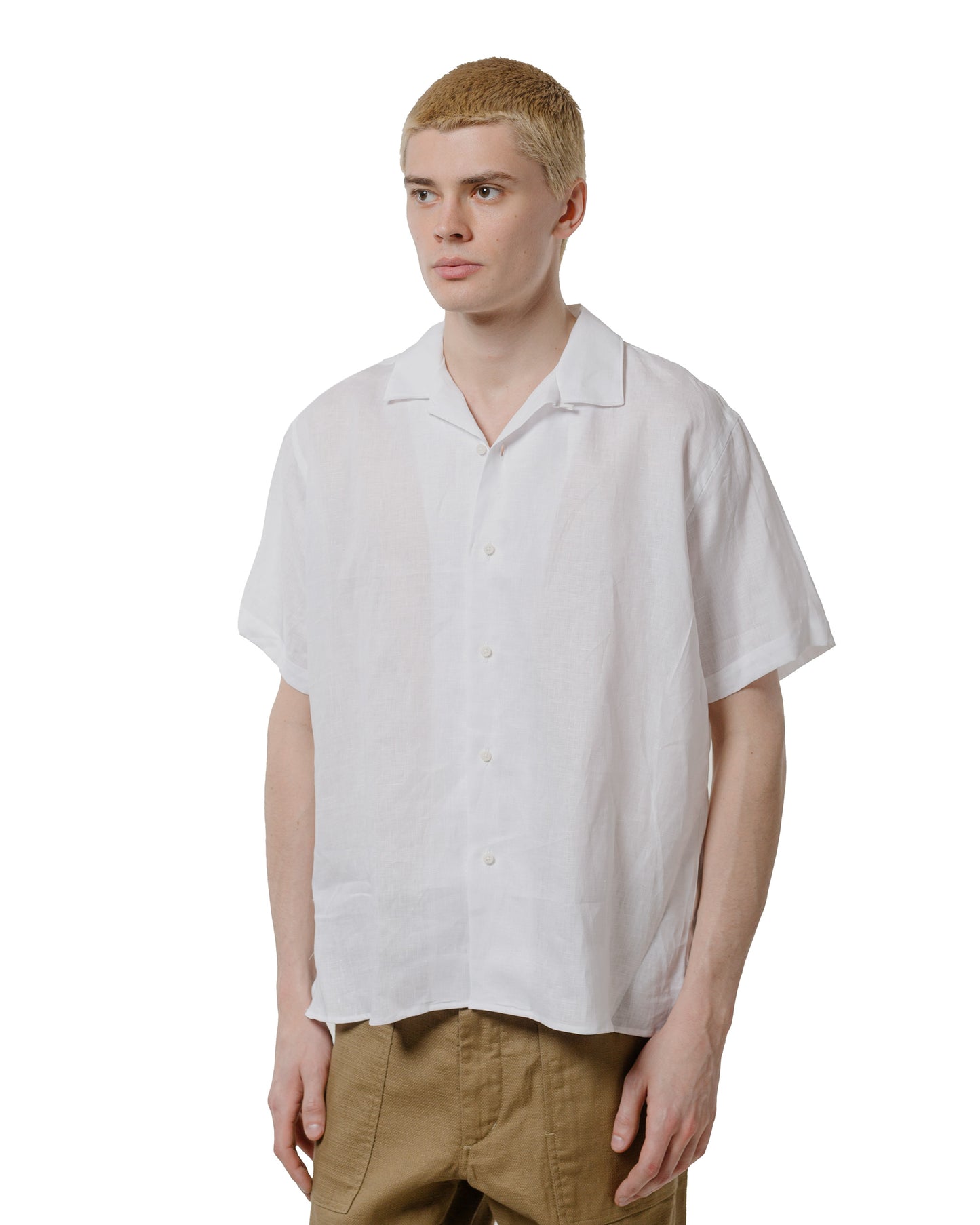 lost & found Gitman Vintage Bros. Gitman Vintage Bros. White Linen Short Sleeve Camp Shirt