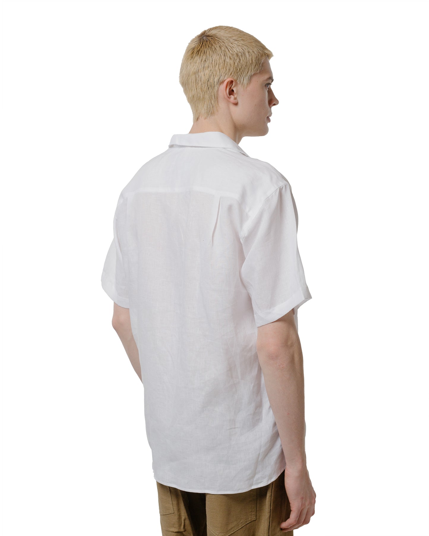 lost & found Gitman Vintage Bros. Gitman Vintage Bros. White Linen Short Sleeve Camp Shirt