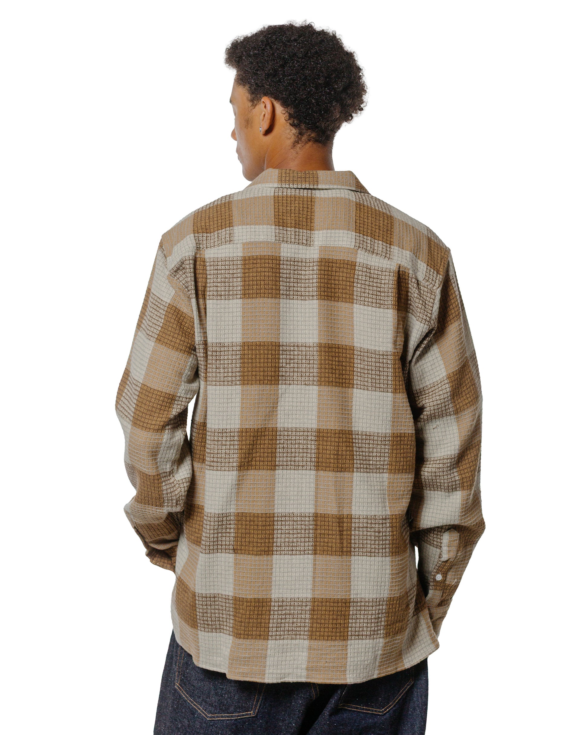 Gitman Vintage Bros. Tan Brushed Waffle Check Camp Shirt