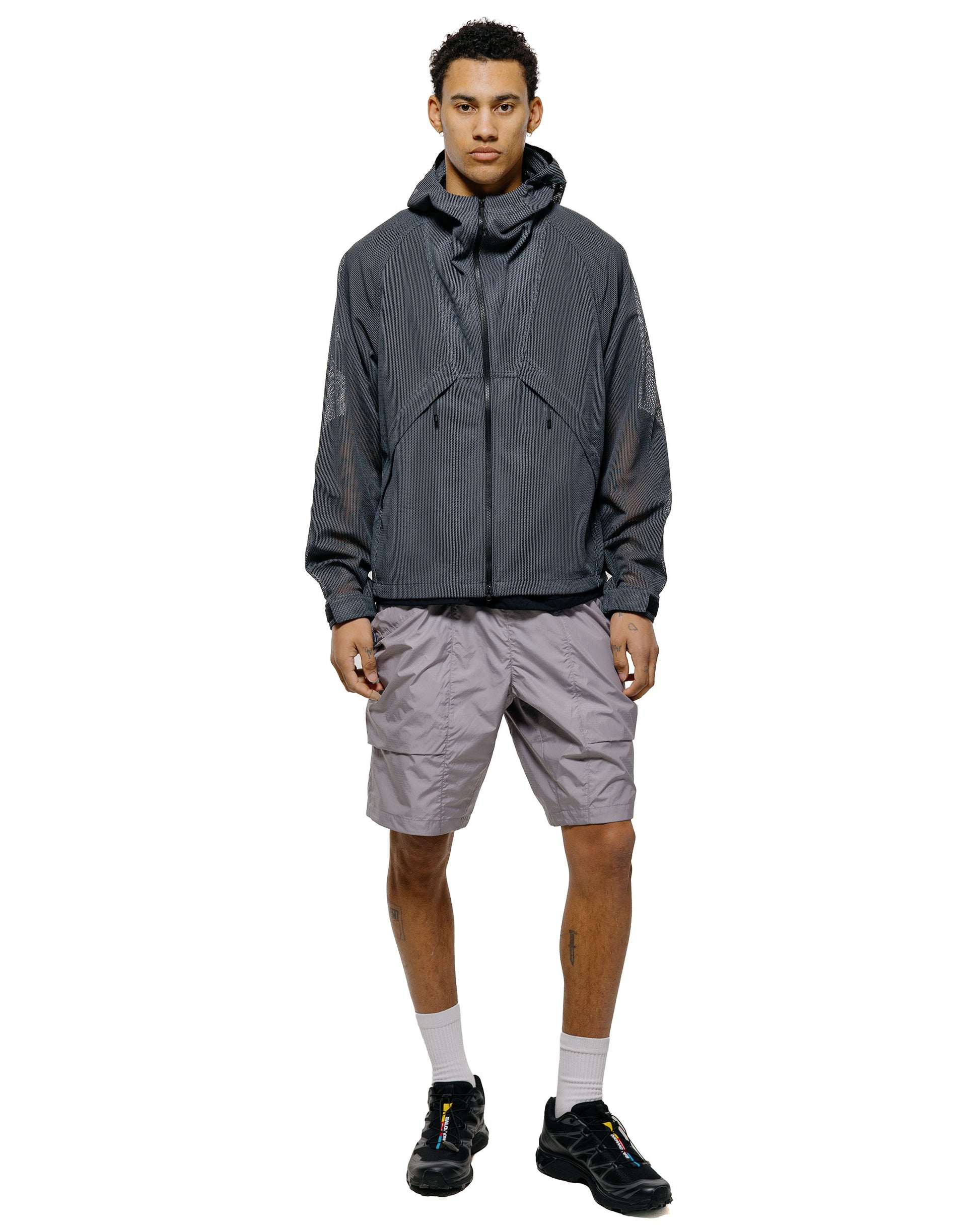 lost & found Goldwin Goldwin Tonalith Mesh Hooded Jacket Black