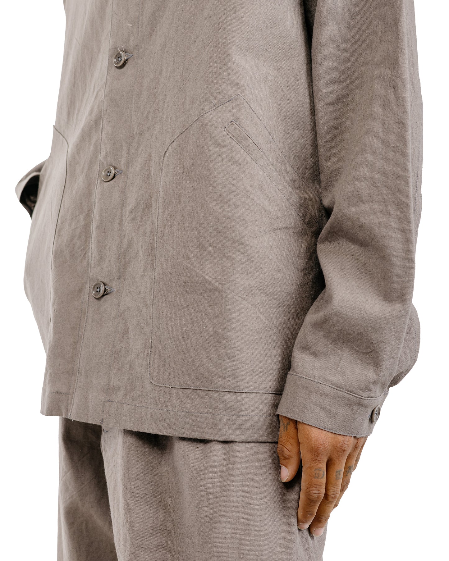 James Coward Signal Shirt Mid Grey Cotton/Linen/Ramie Overdye Canvas