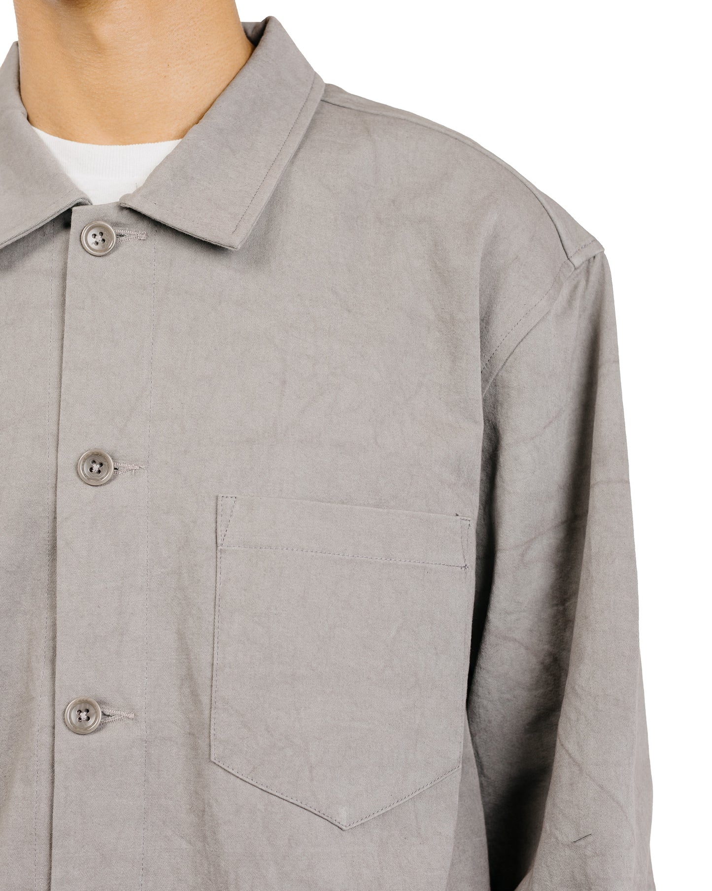 James Coward Travail Shirt Light Grey Satin Drum Cotton