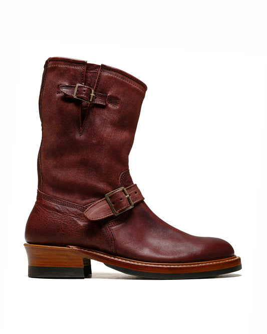 lost & found John Lofgren Bootmaker John Lofgren Bootmaker Wabash Engineer Boots Ezo Shika Deerskin Burnt Burgundy