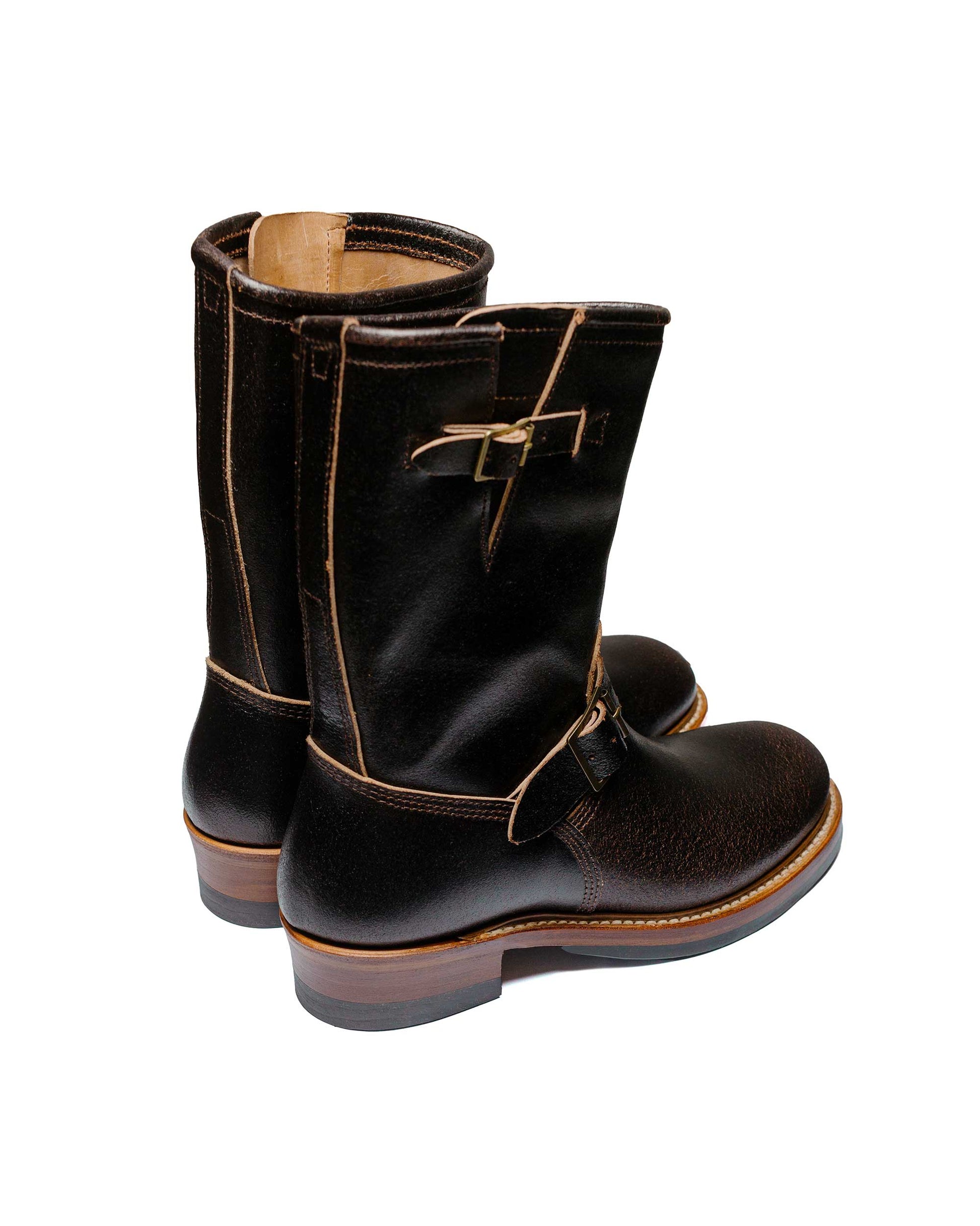 lost & found John Lofgren Bootmaker John Lofgren Bootmaker Wabash Engineer Boots Horween Waxed Flesh Dark Brown