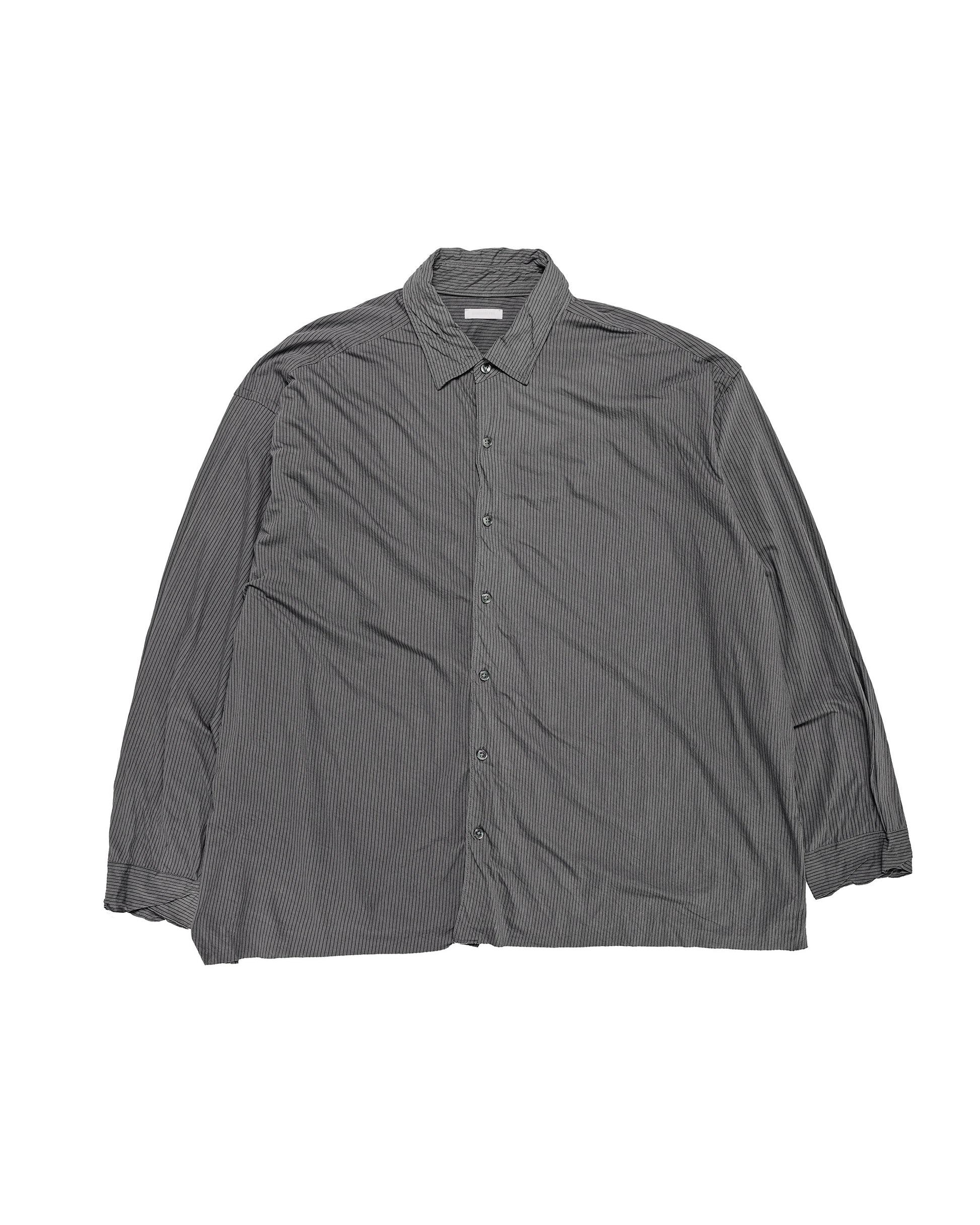 KANEMASA PHIL 46G Stripe Artisan Shirt Charcoal Black Dye
