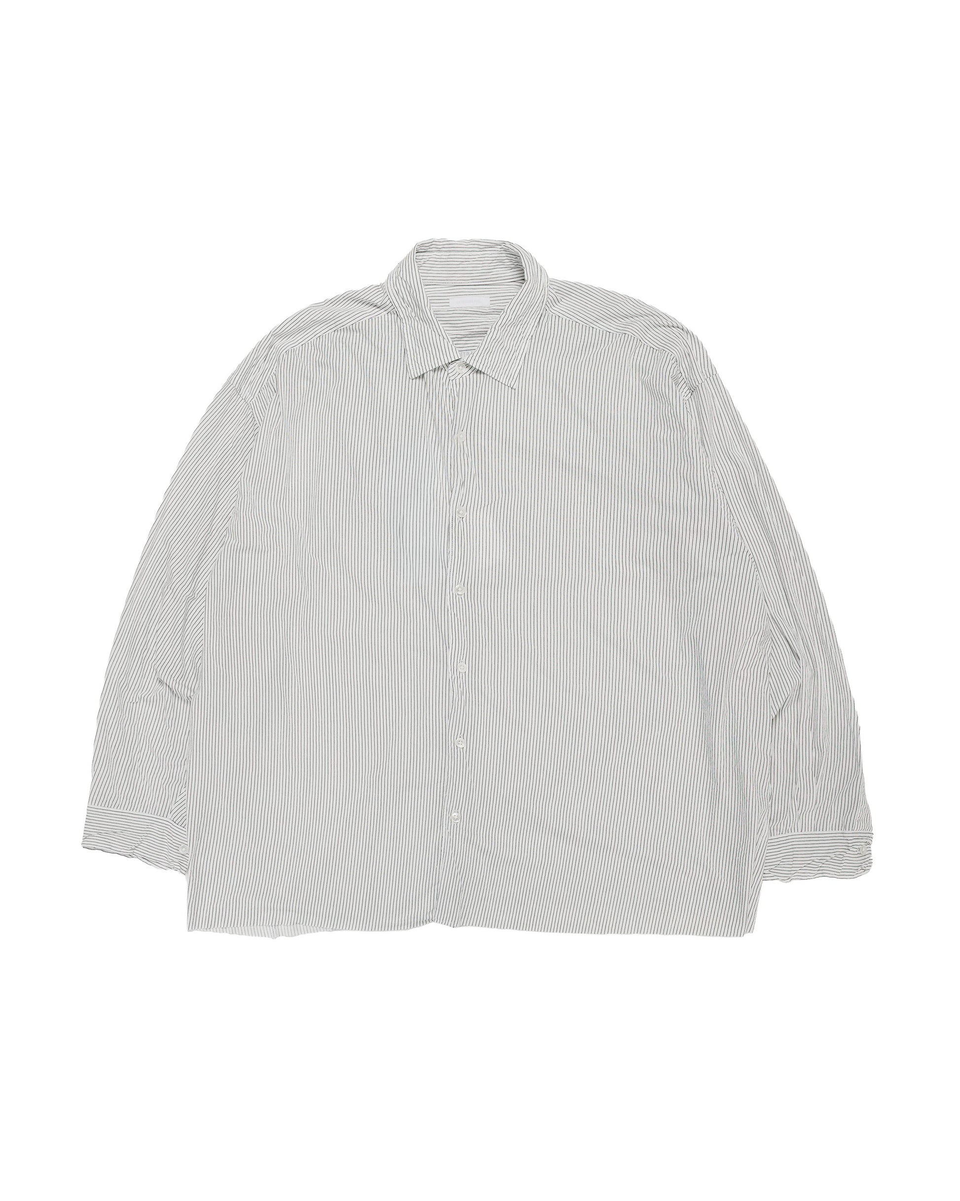 KANEMASA PHIL 46G Stripe Artisan Shirt White Black Dye