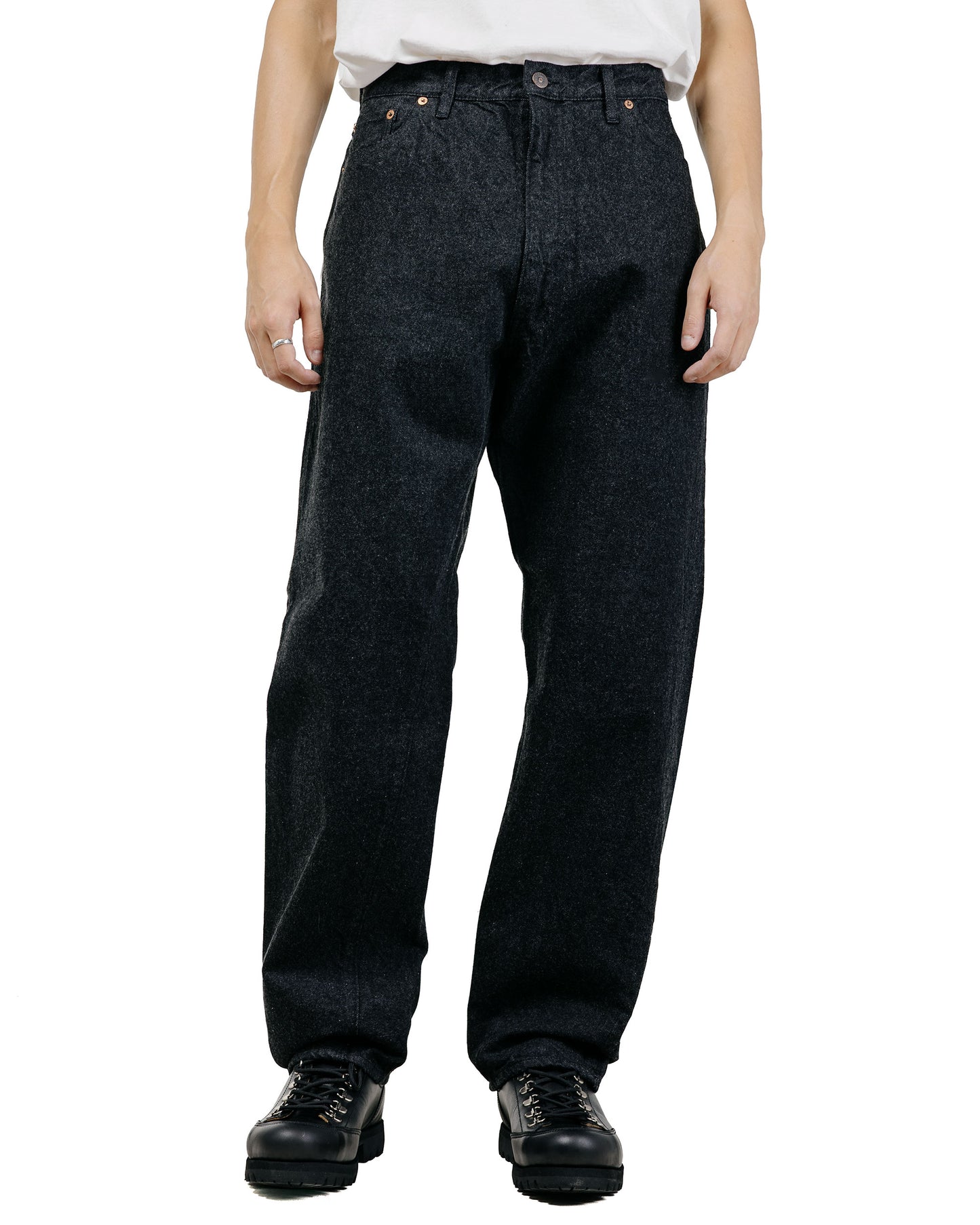 KAPTAIN SUNSHINE 5P Zipper Front Denim Pants Black One Wash