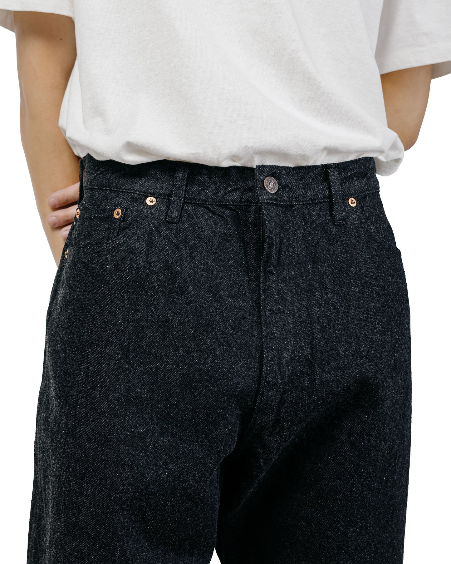KAPTAIN SUNSHINE 5P Zipper Front Denim Pants Black One Wash