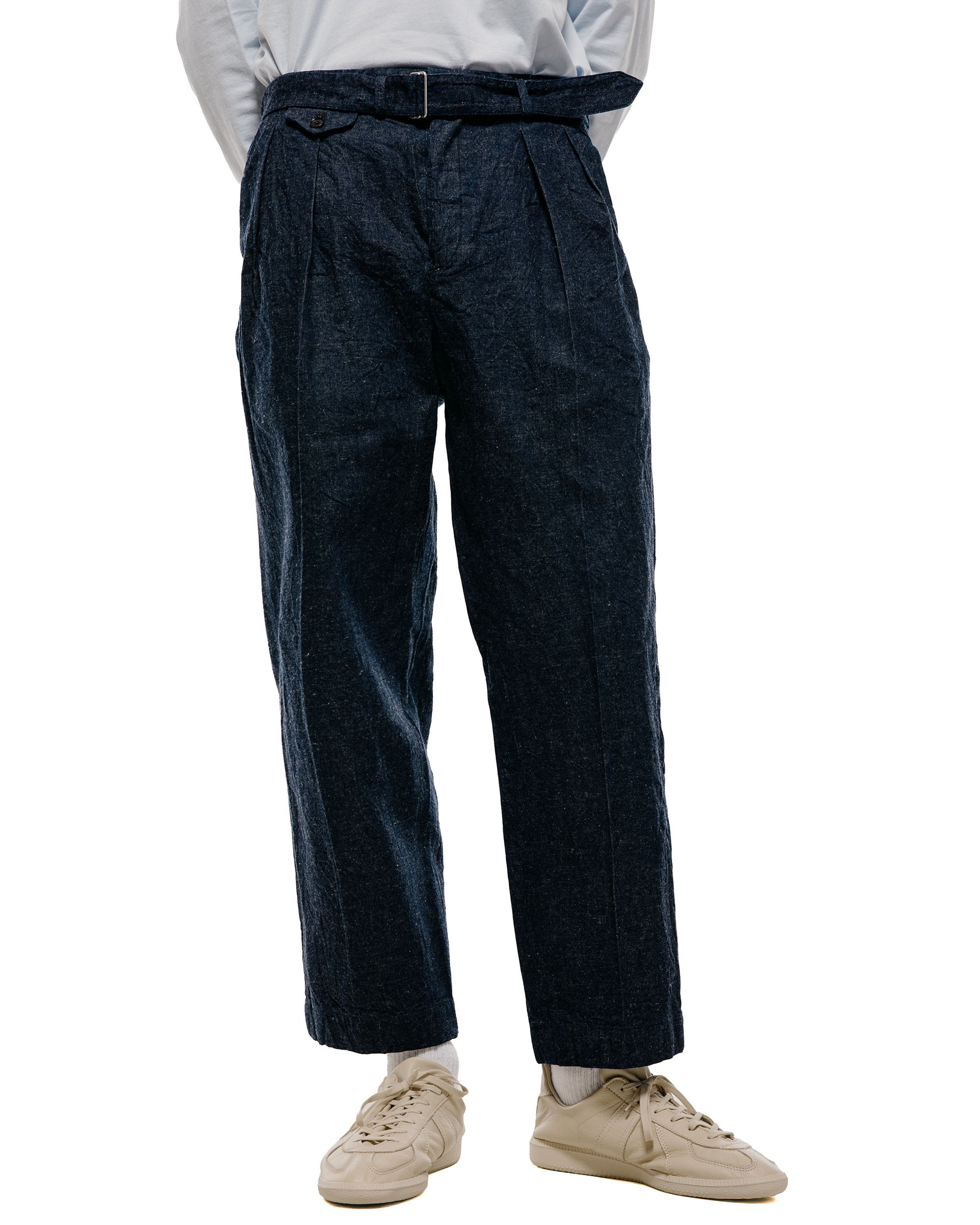 lost & found KAPTAIN SUNSHINE KAPTAIN SUNSHINE Cotton Linen Denim Riviera Trousers Indigo