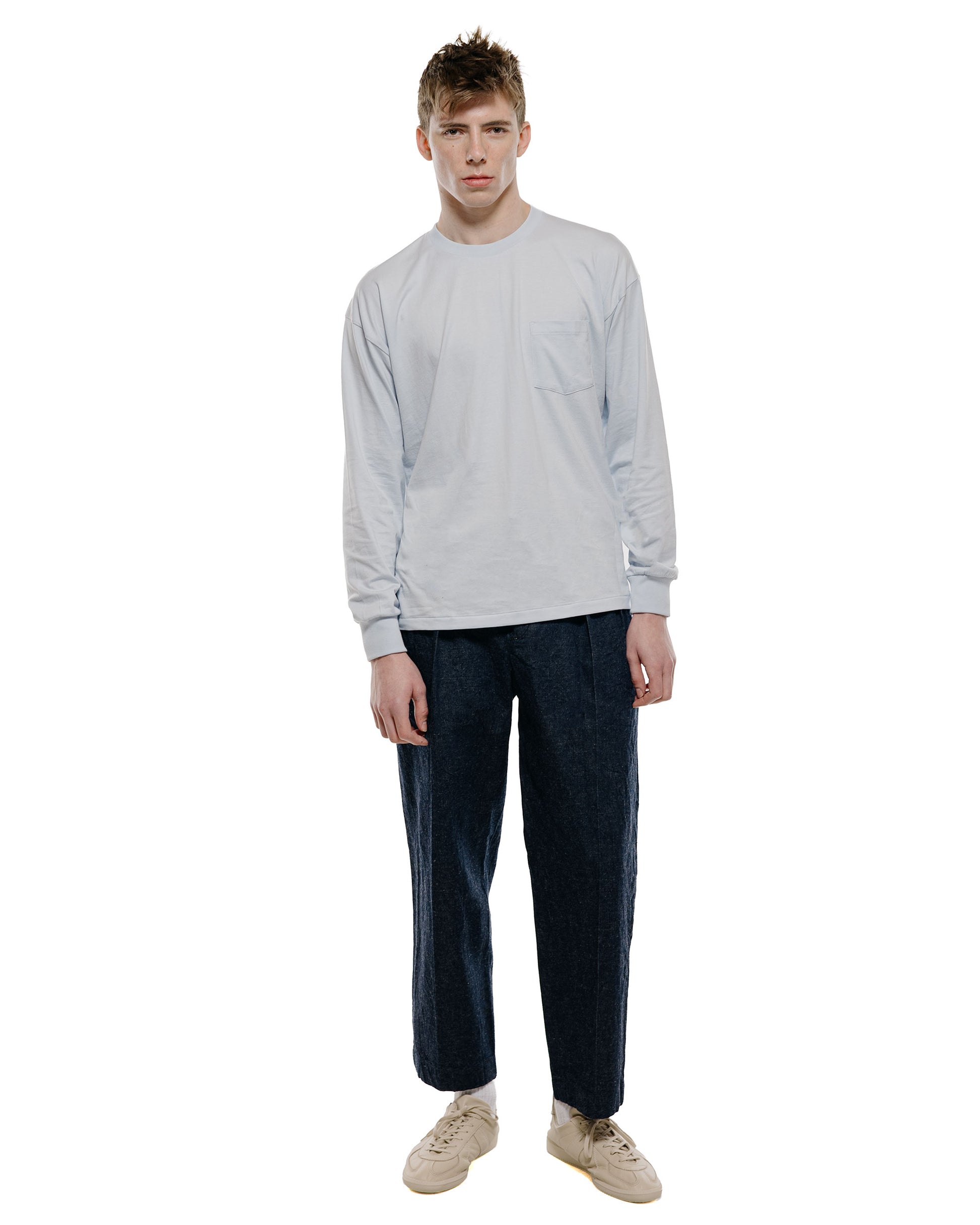 lost & found KAPTAIN SUNSHINE KAPTAIN SUNSHINE Cotton Linen Denim Riviera Trousers Indigo