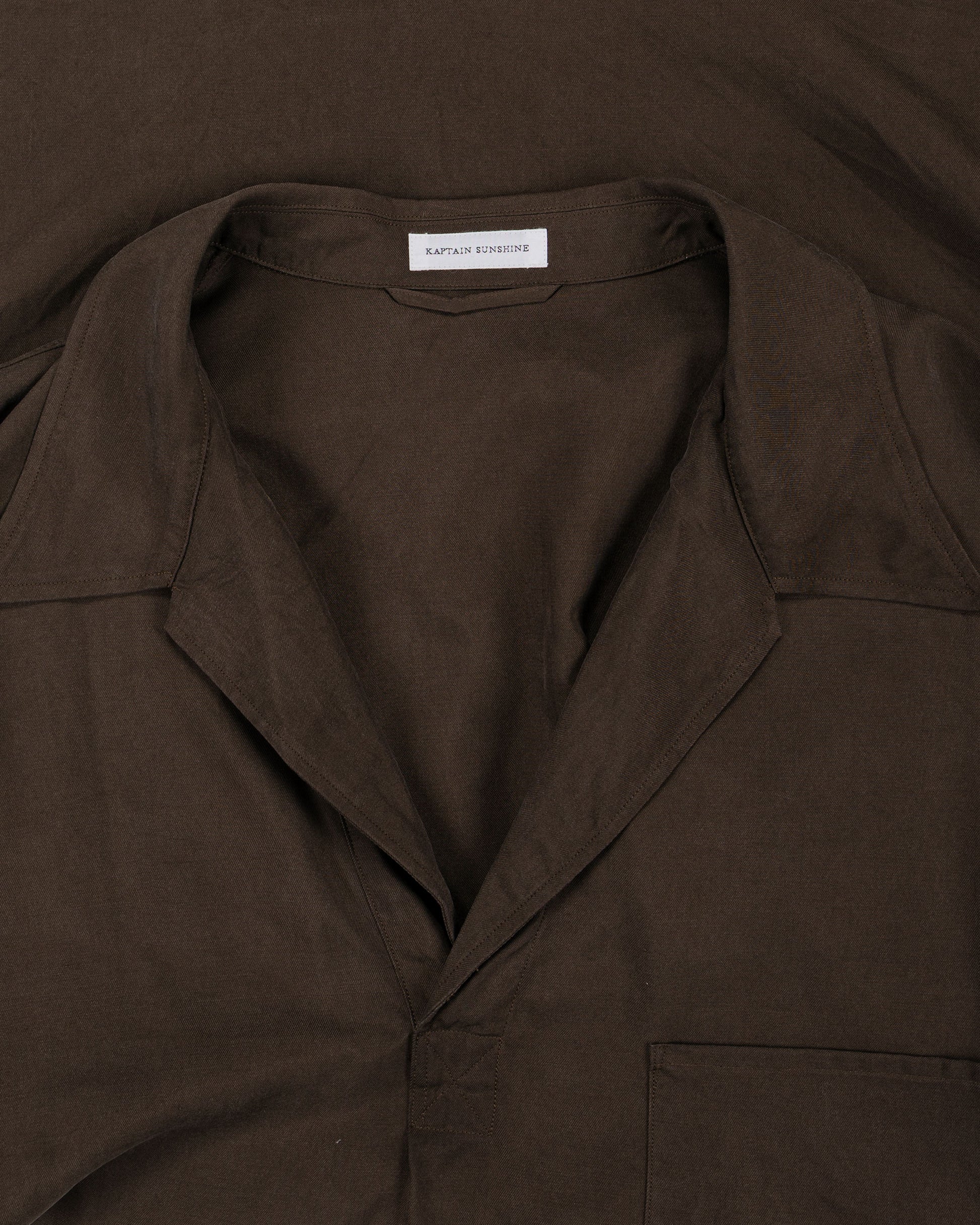 lost & found KAPTAIN SUNSHINE KAPTAIN SUNSHINE Silk Pullover SS Shirt Espresso
