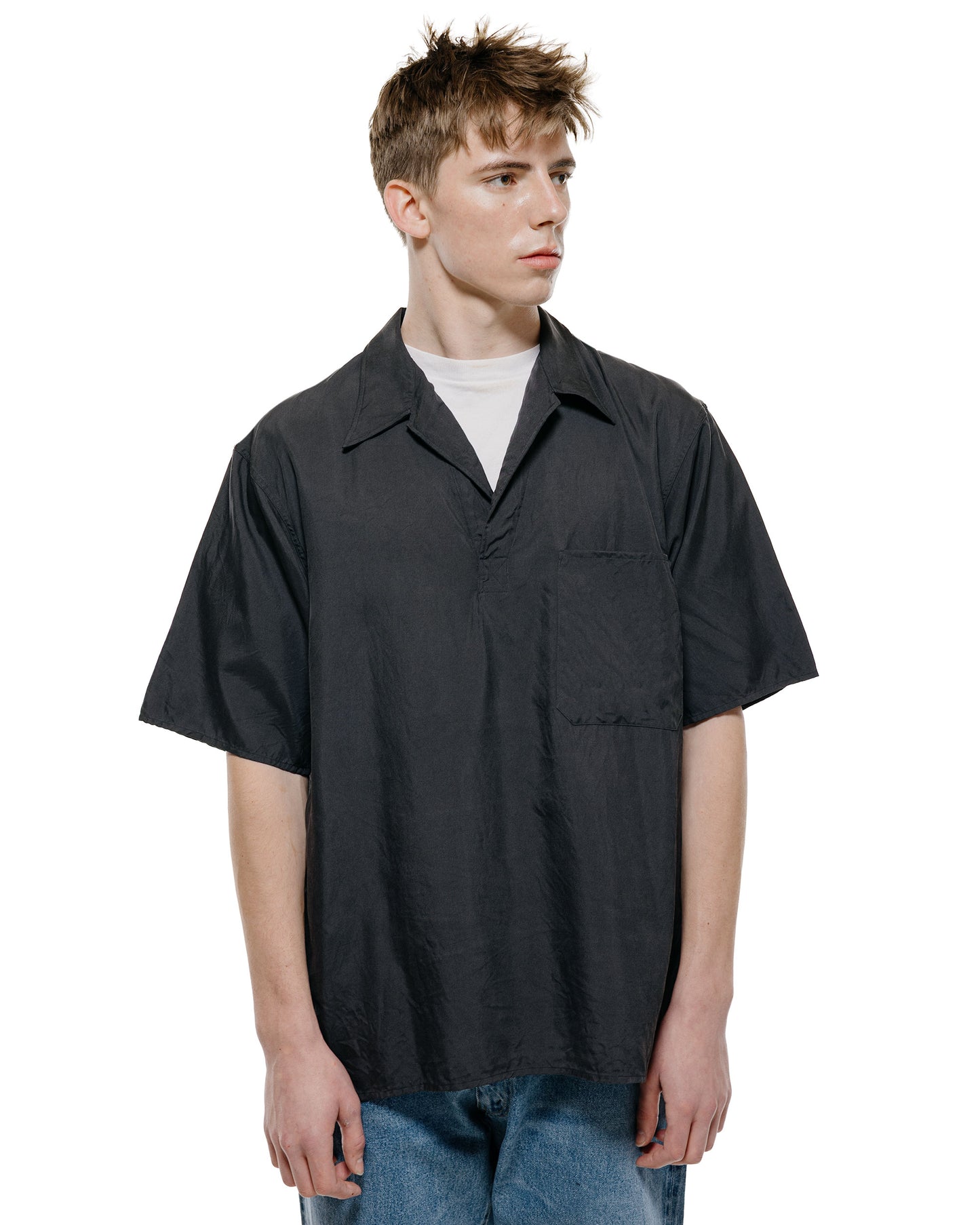 lost & found KAPTAIN SUNSHINE KAPTAIN SUNSHINE Silk Pullover SS Shirt Ink Black
