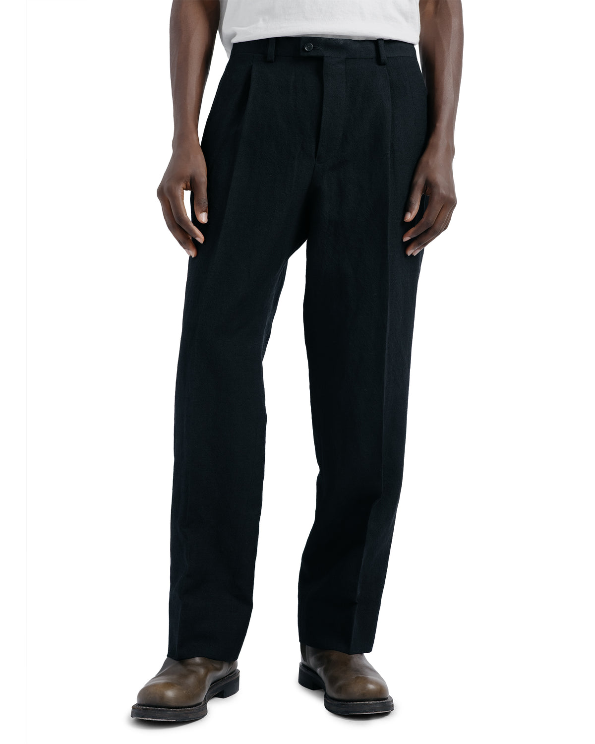 KAPTAIN SUNSHINE Wool Hemp Mesh Neutral Trousers Black