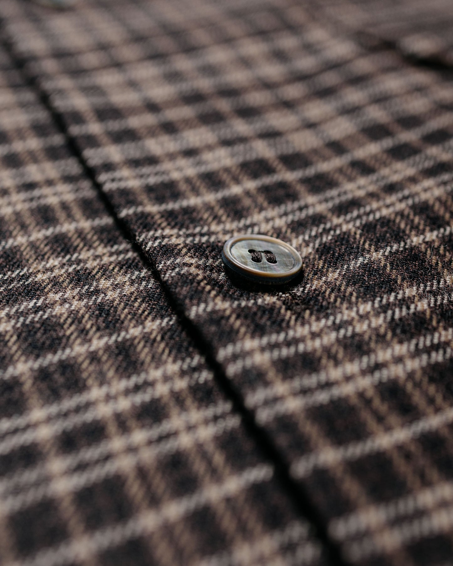 KAPTAIN SUNSHINE Wool Plaid Open Collar Shirt Brown