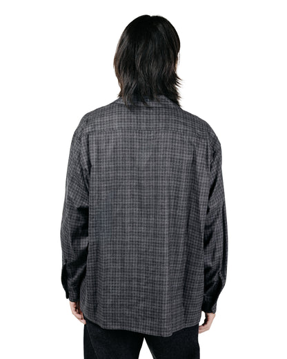 KAPTAIN SUNSHINE Wool Plaid Open Collar Shirt Charcoal