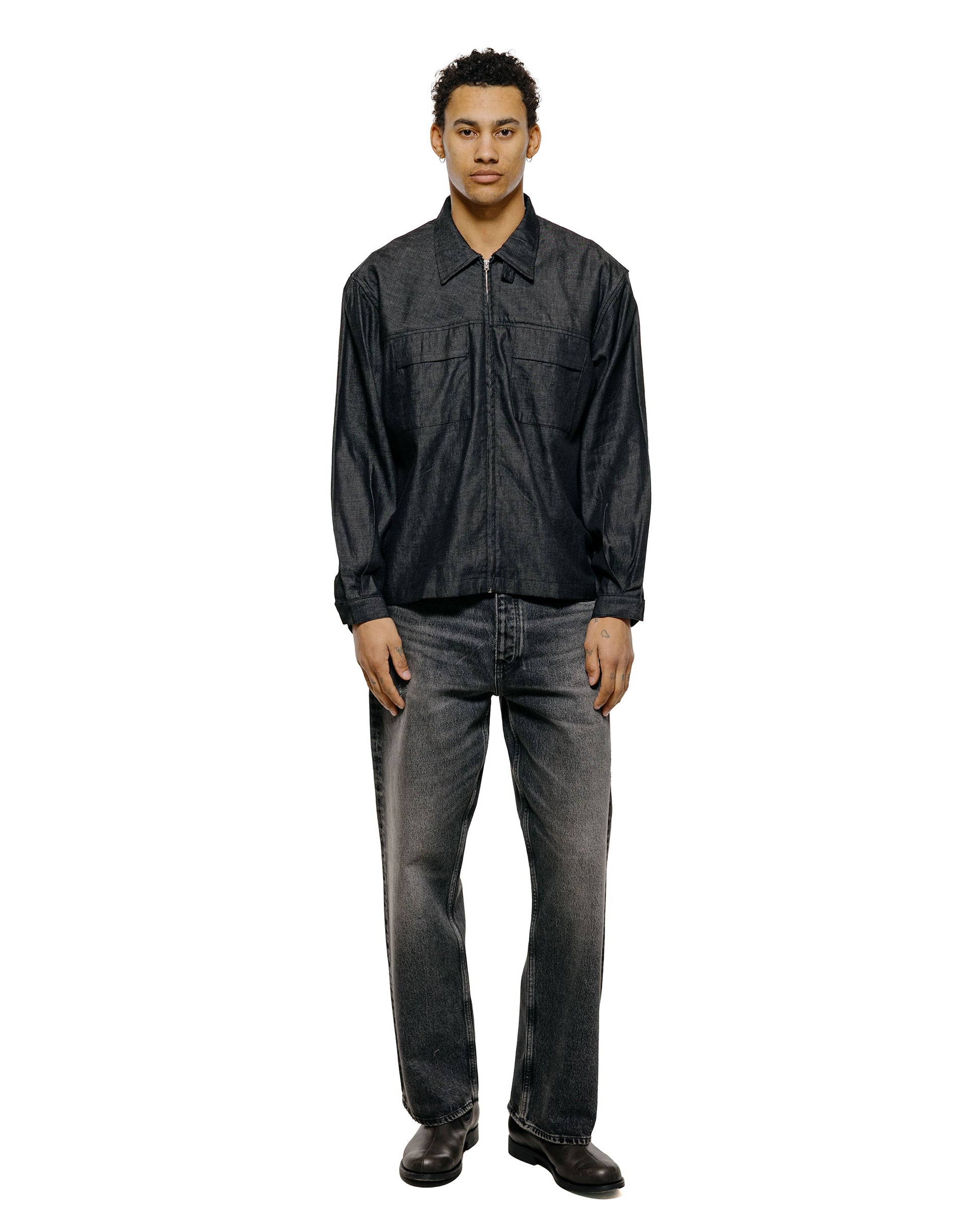 lost & found Lady White Co. Lady White Co. Joliet Zip Shirt Black Chambray