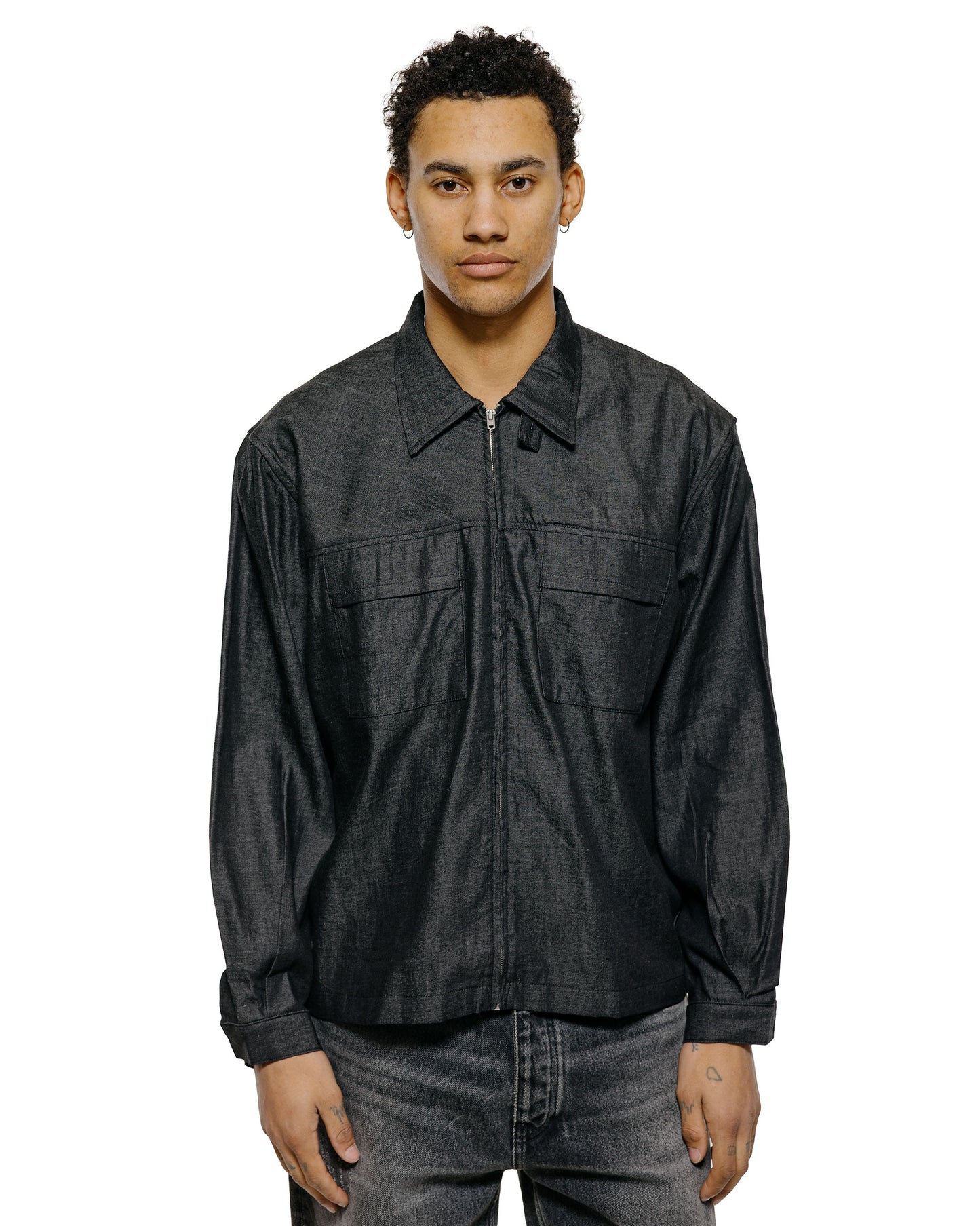 lost & found Lady White Co. Lady White Co. Joliet Zip Shirt Black Chambray