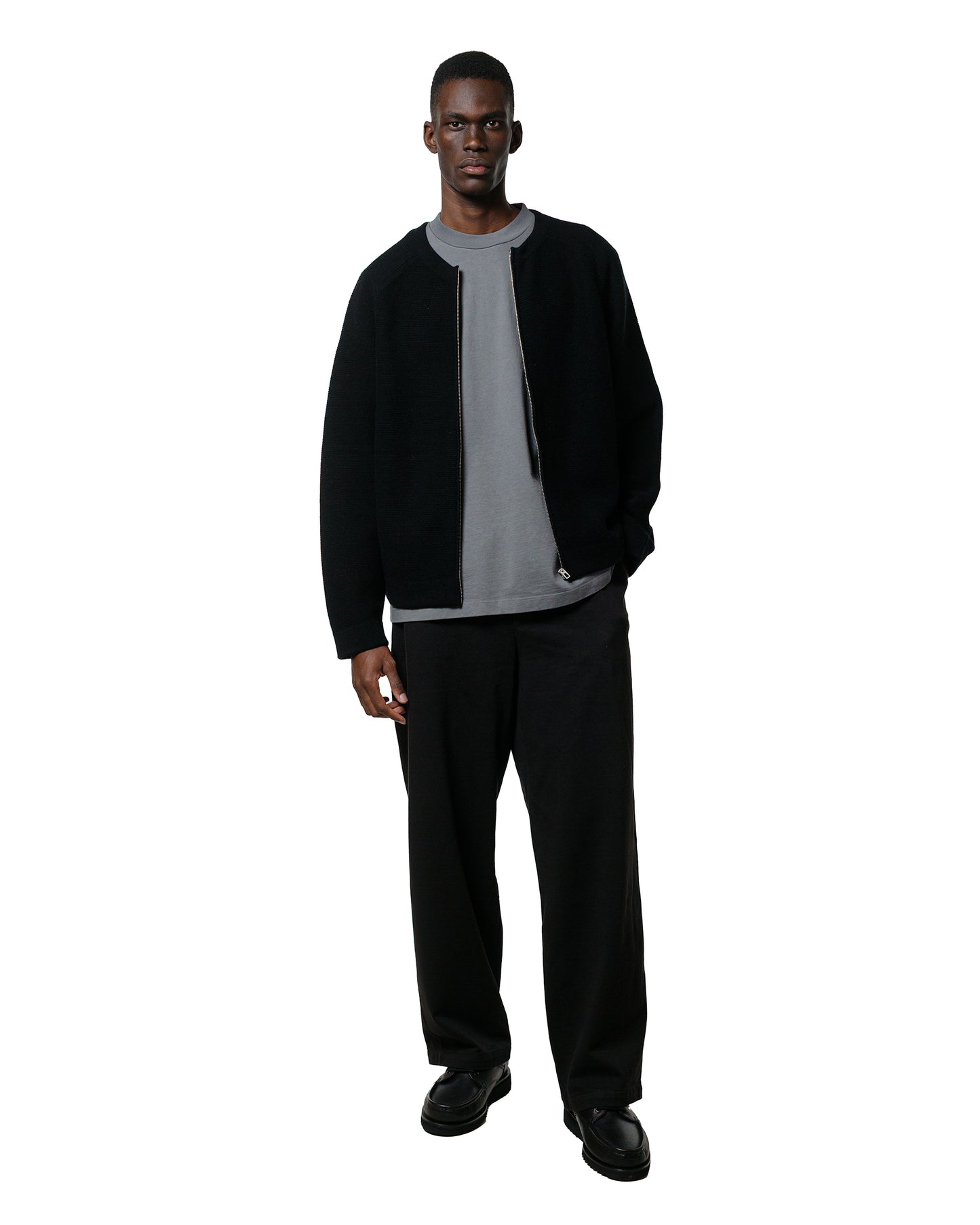 lost & found Lady White Co. Lady White Co. Wool Link Zip Cardigan Black