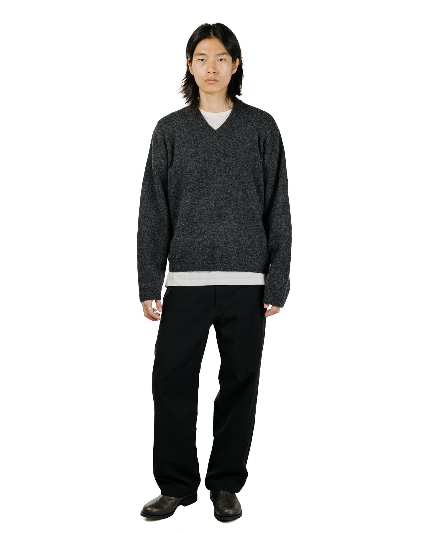 lost & found Lady White Co. Lady White Co. Wool V Neck Sweater Charcoal