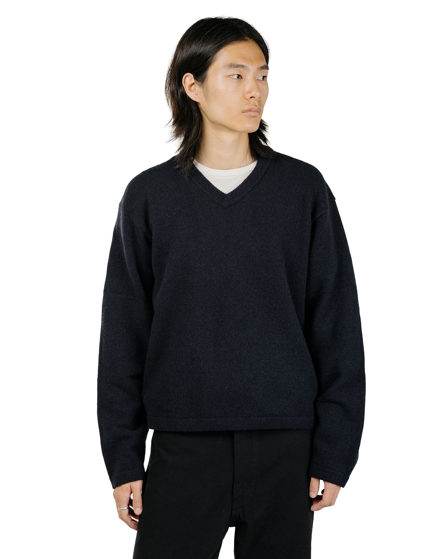 lost & found Lady White Co. Lady White Co. Wool V Neck Sweater Deep Navy
