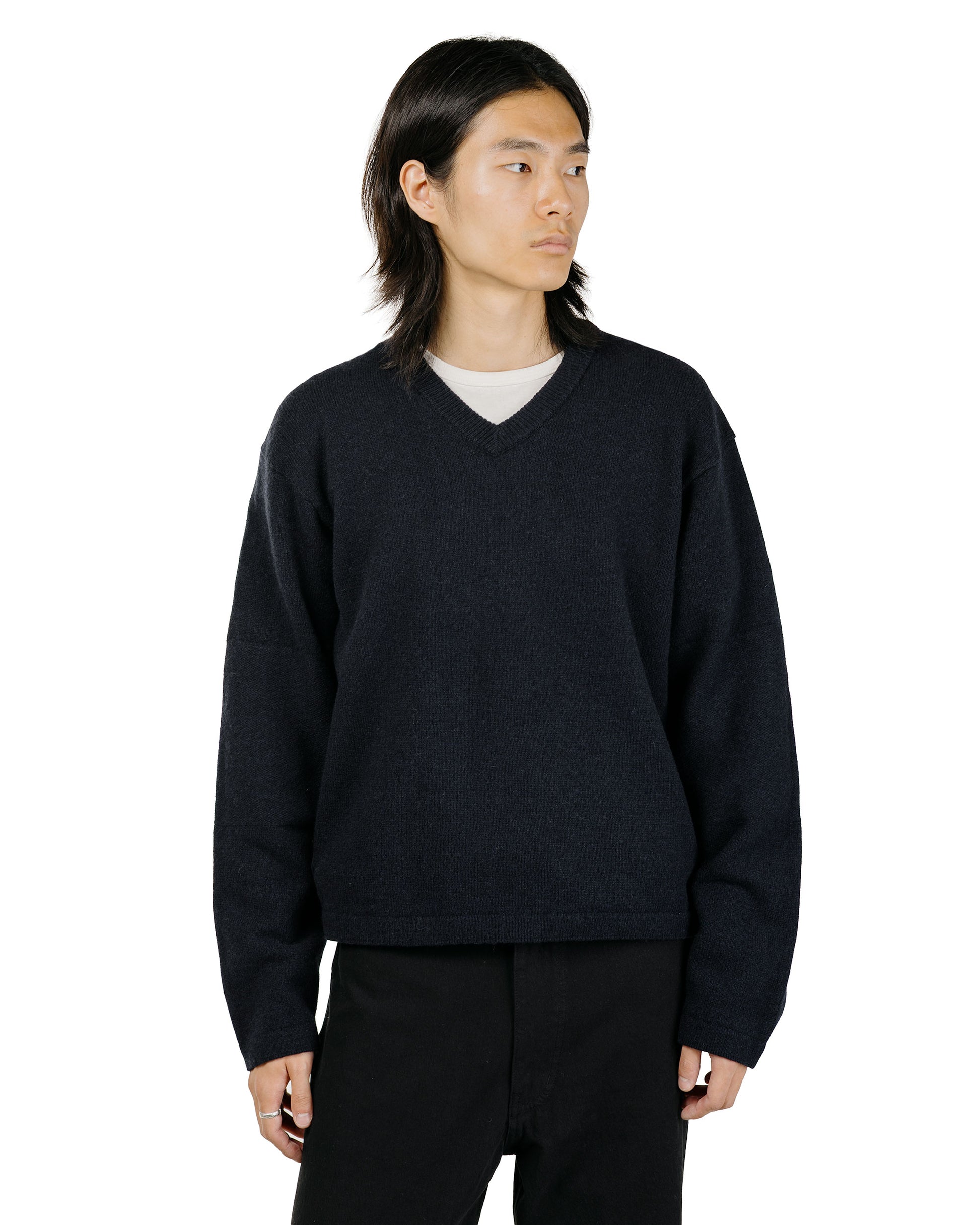 lost & found Lady White Co. Lady White Co. Wool V Neck Sweater Deep Navy
