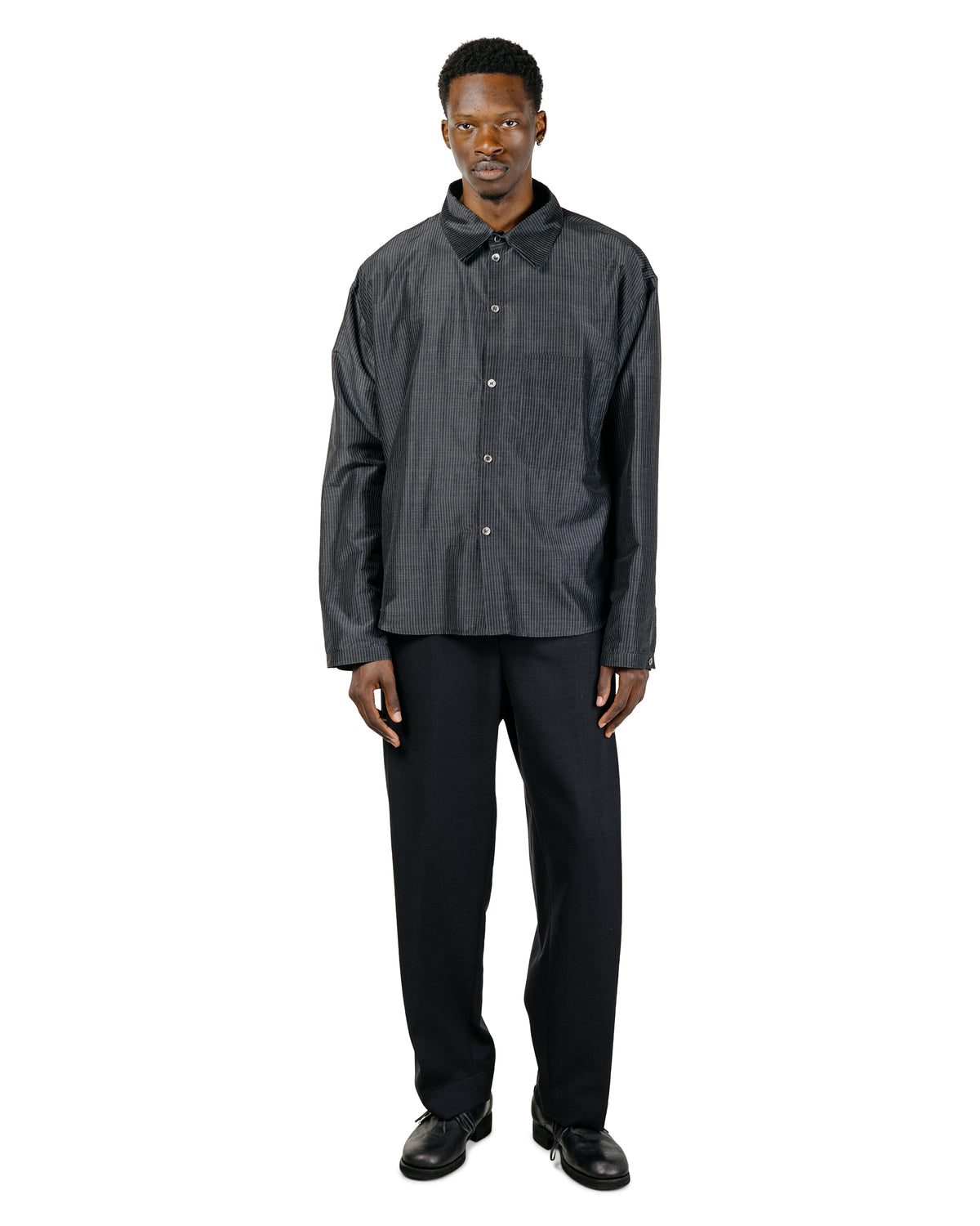 Lea Boberg SC-PP Shirt Japanese Wool/Silk Blend Black/White Stripe