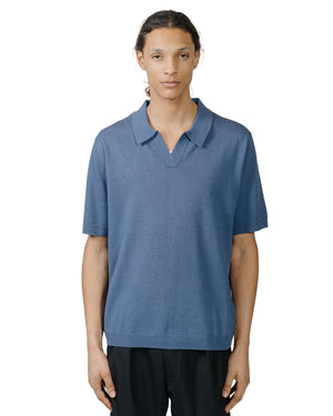 Norse Projects Leif Cotton Linen Polo Calcite Blue model front