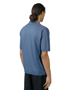 Norse Projects Leif Cotton Linen Polo Calcite Blue model back