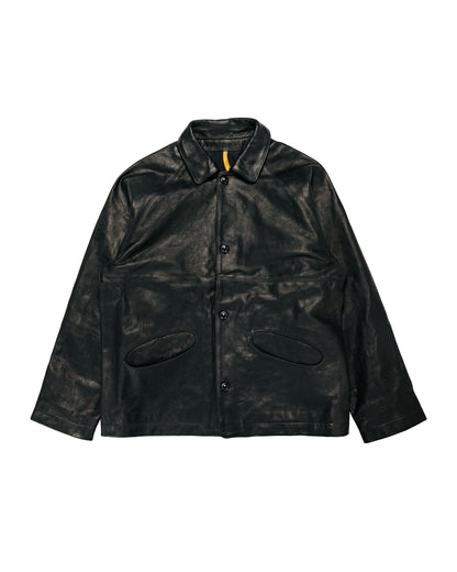 MAN-TLE R21 Leather-3 Boat Shirt Black Hide
