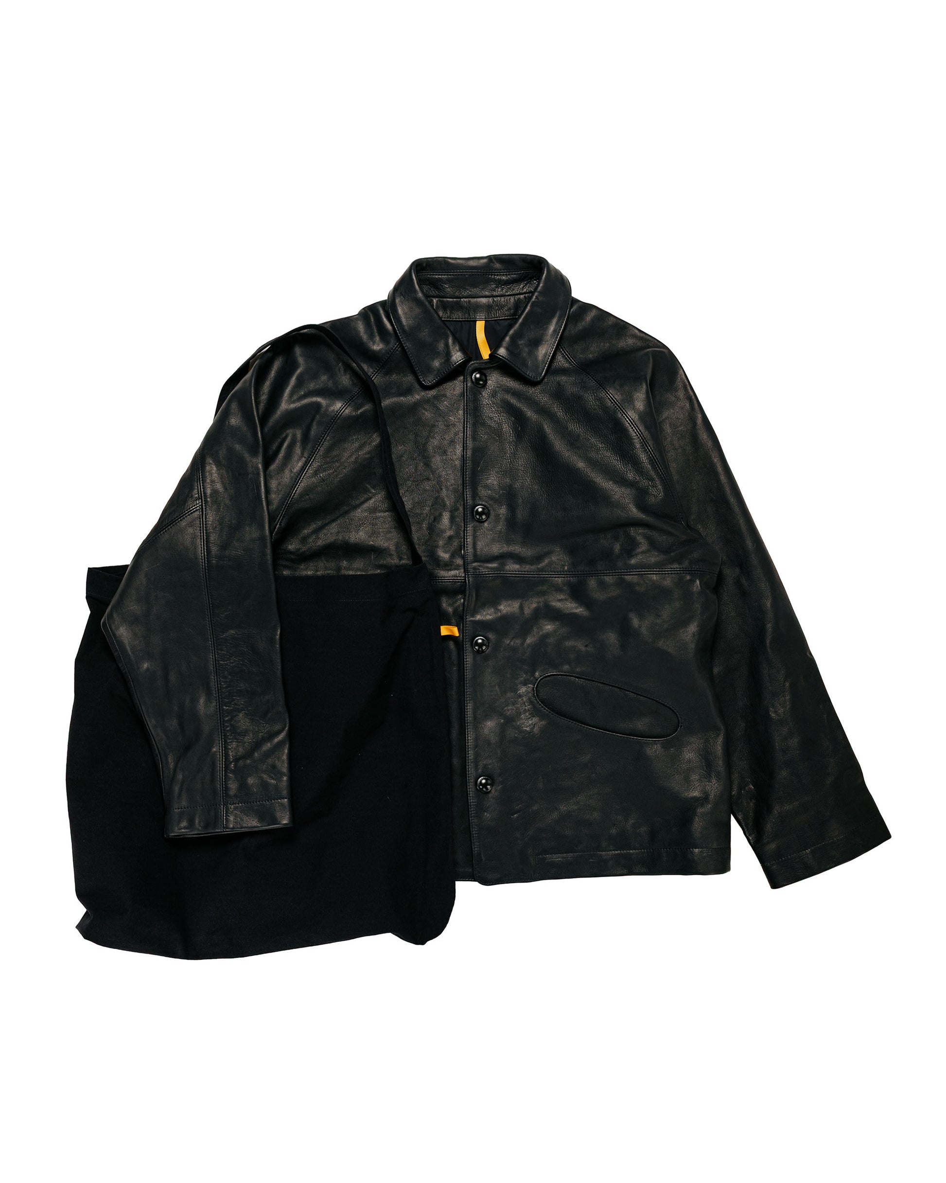 MAN-TLE R21 Leather-3 Boat Shirt Black Hide