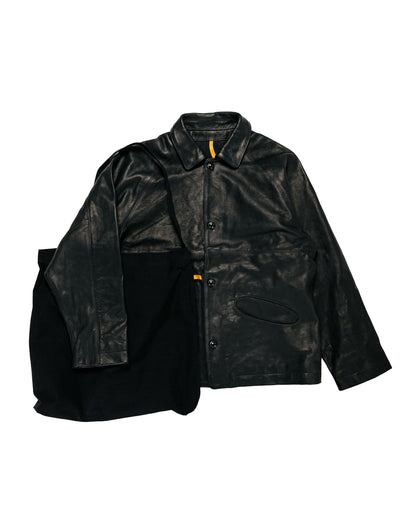 MAN-TLE R21 Leather-3 Boat Shirt Black Hide