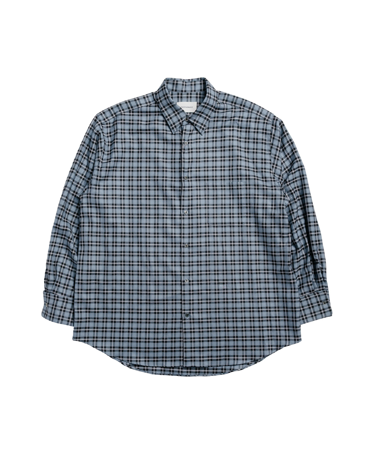 MARKAWARE Comfort Fit Shirt Organic Wool Viyella Check Blue Check